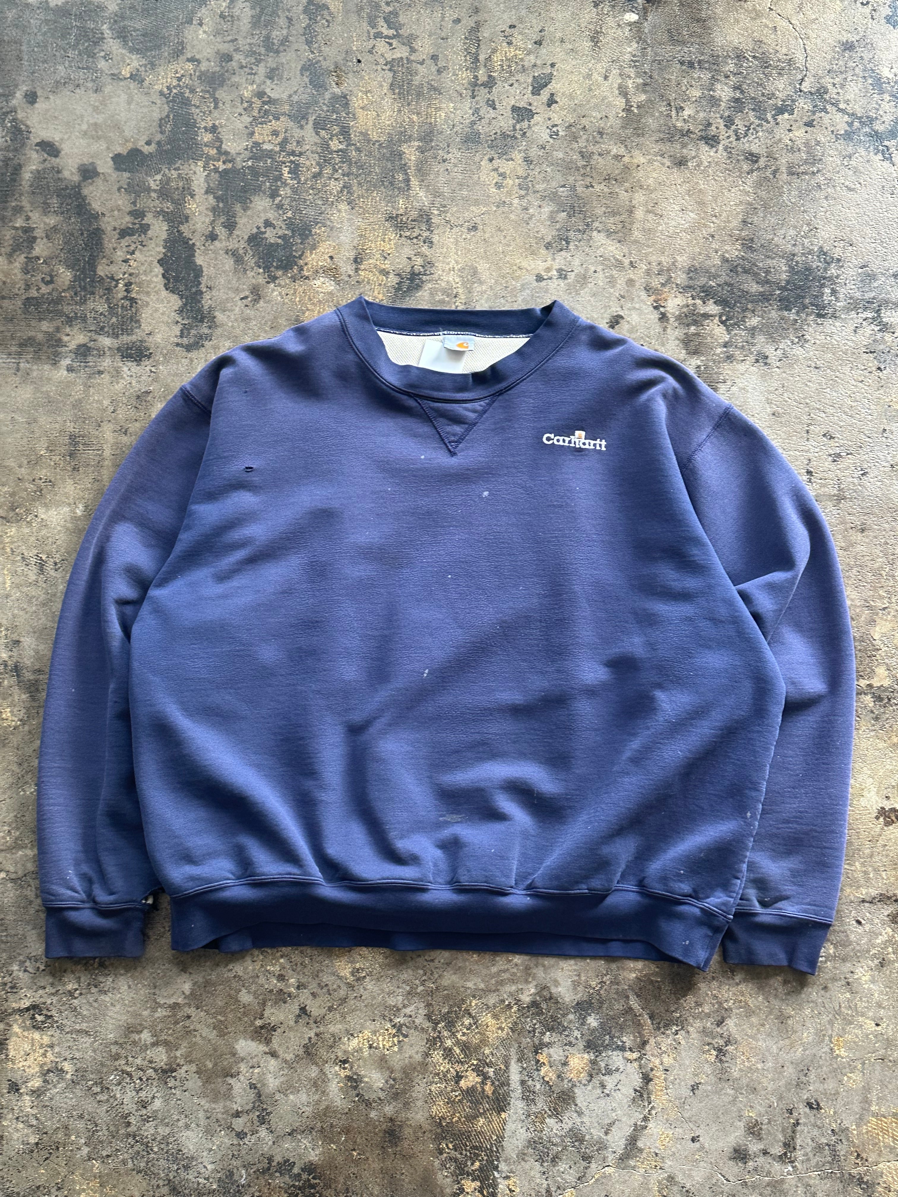 3XL - Vintage Carhartt Navy Embroidered Crewneck