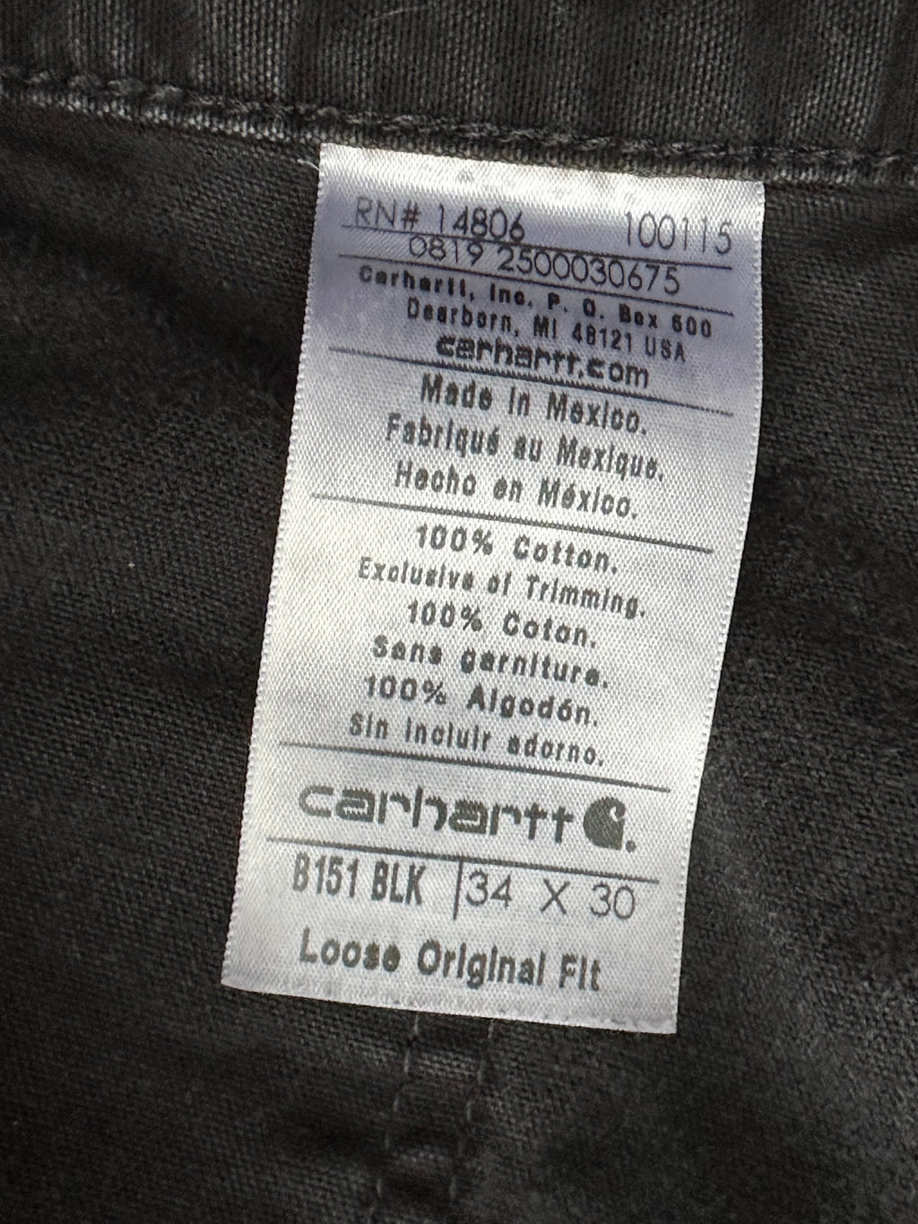 34x30 - Vintage Carhartt B151 Black Work Pants – Loose Fit