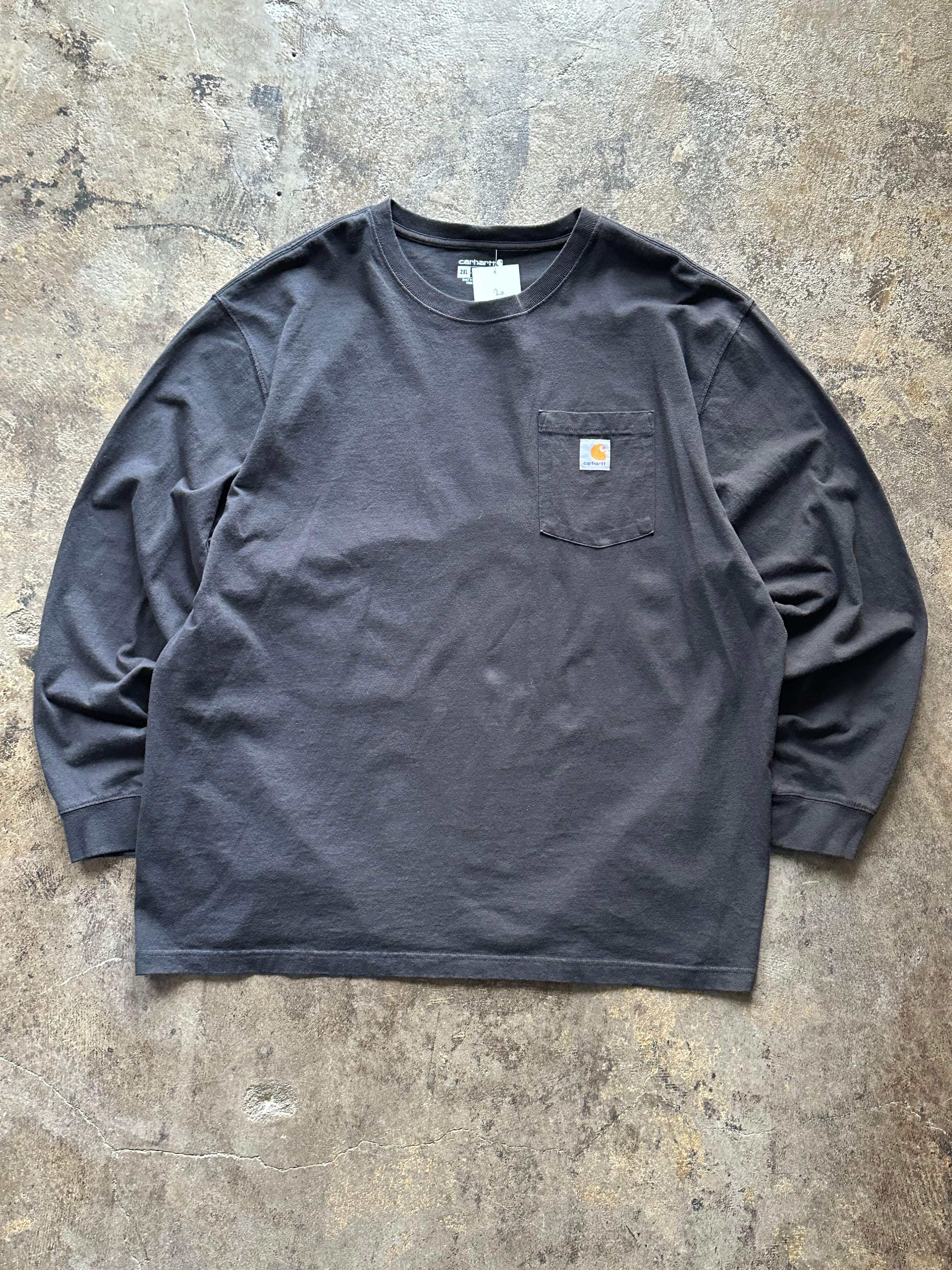 XXL - Carhartt Loose Fit Long Sleeve Pocket Tee – Washed Black