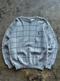 L - Vintage Shenandoah Gray Grid Knit Sweater