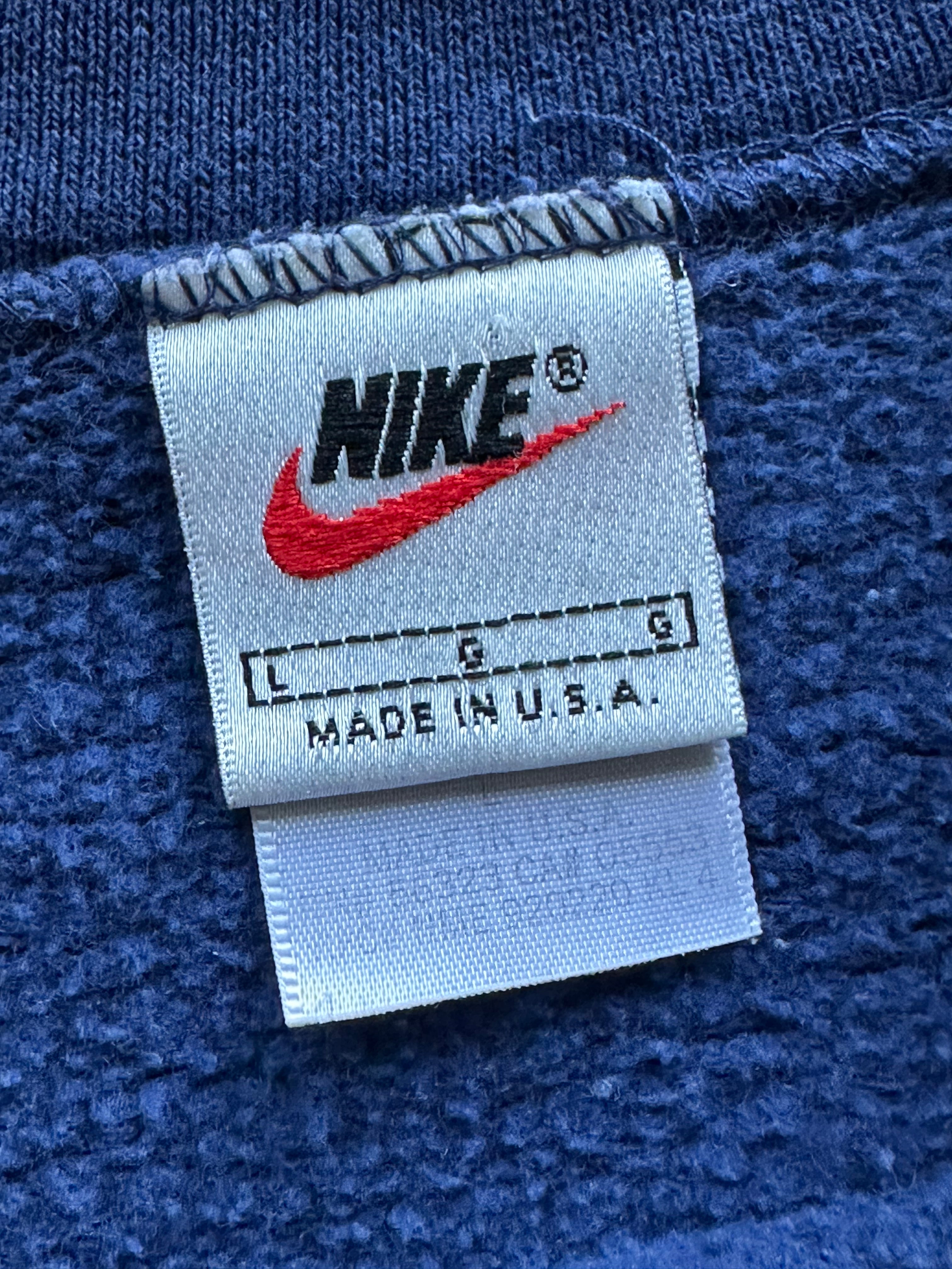 L - Vintage Nike Swoosh Crewneck Sweatshirt – Navy Blue