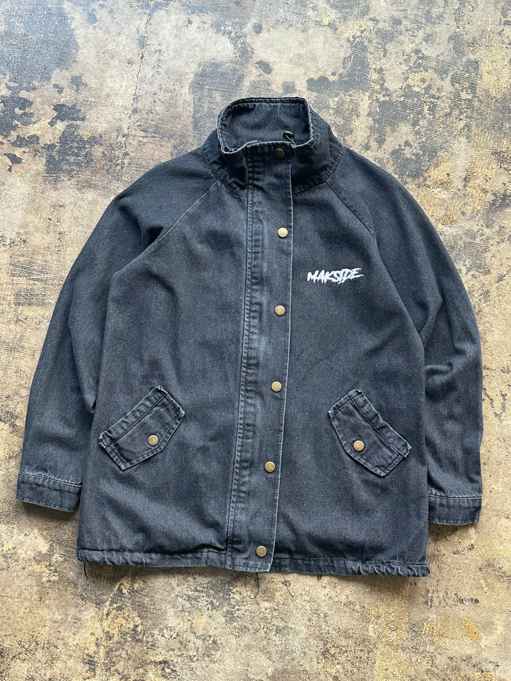 M - Makside Light Workwear Jacket – Faded Black Snap-Front
