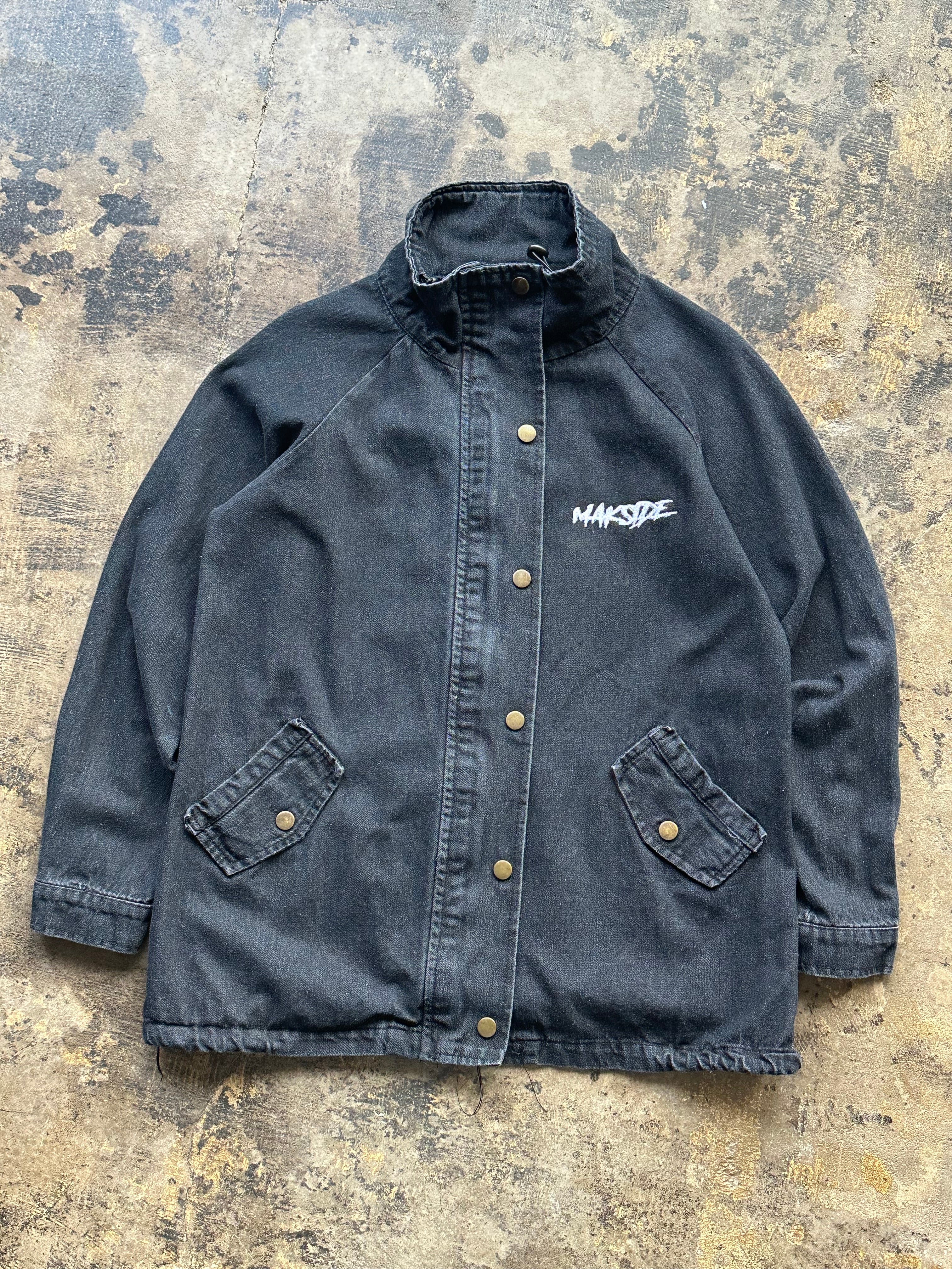 M - Makside Light Workwear Jacket – Faded Black Snap-Front