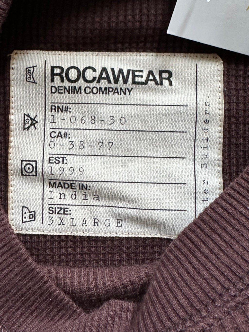 3XL - Rocawear Waffle Knit Long Sleeve