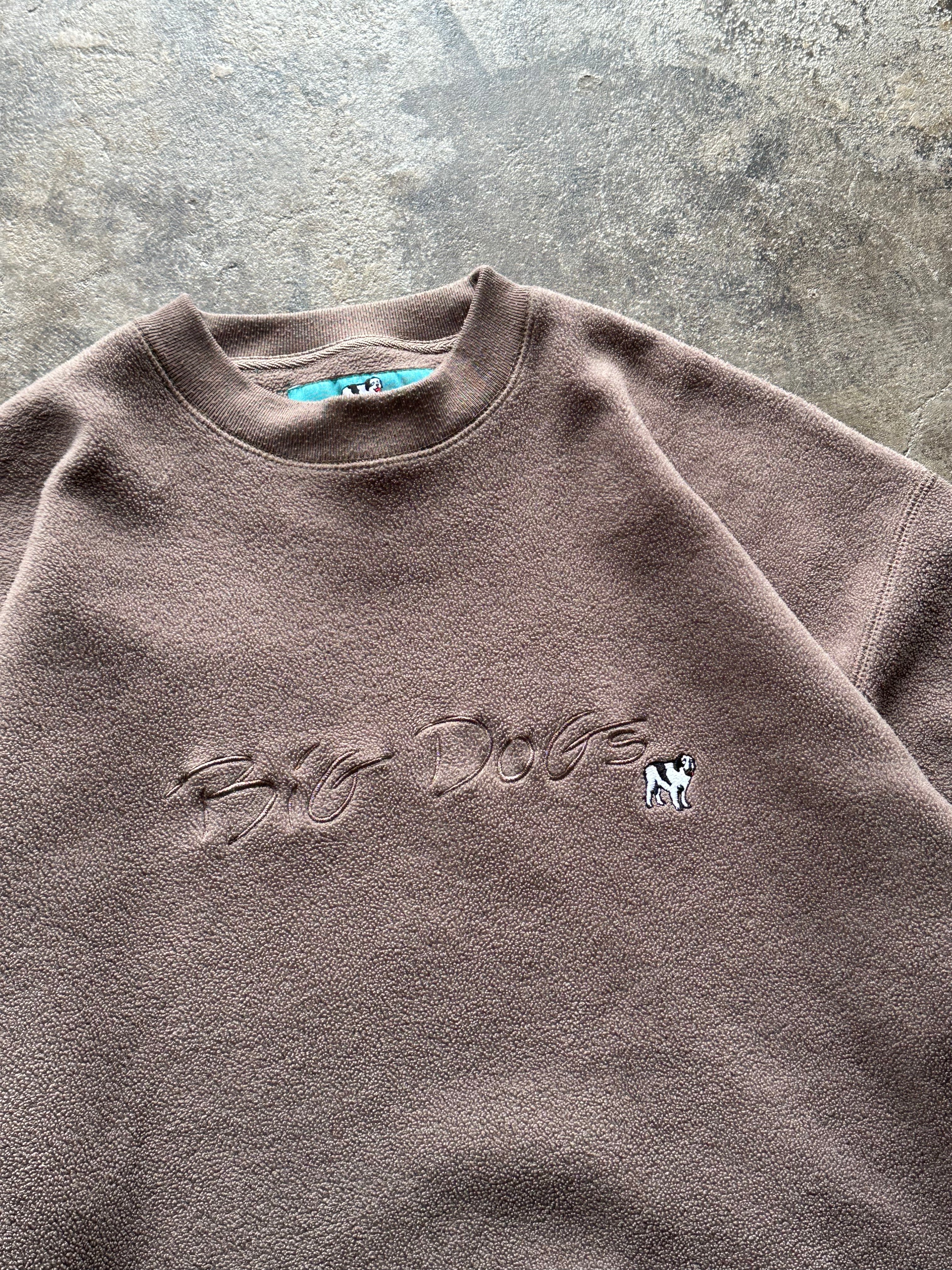 L - Vintage Big Dogs Embroidered Fleece Crewneck