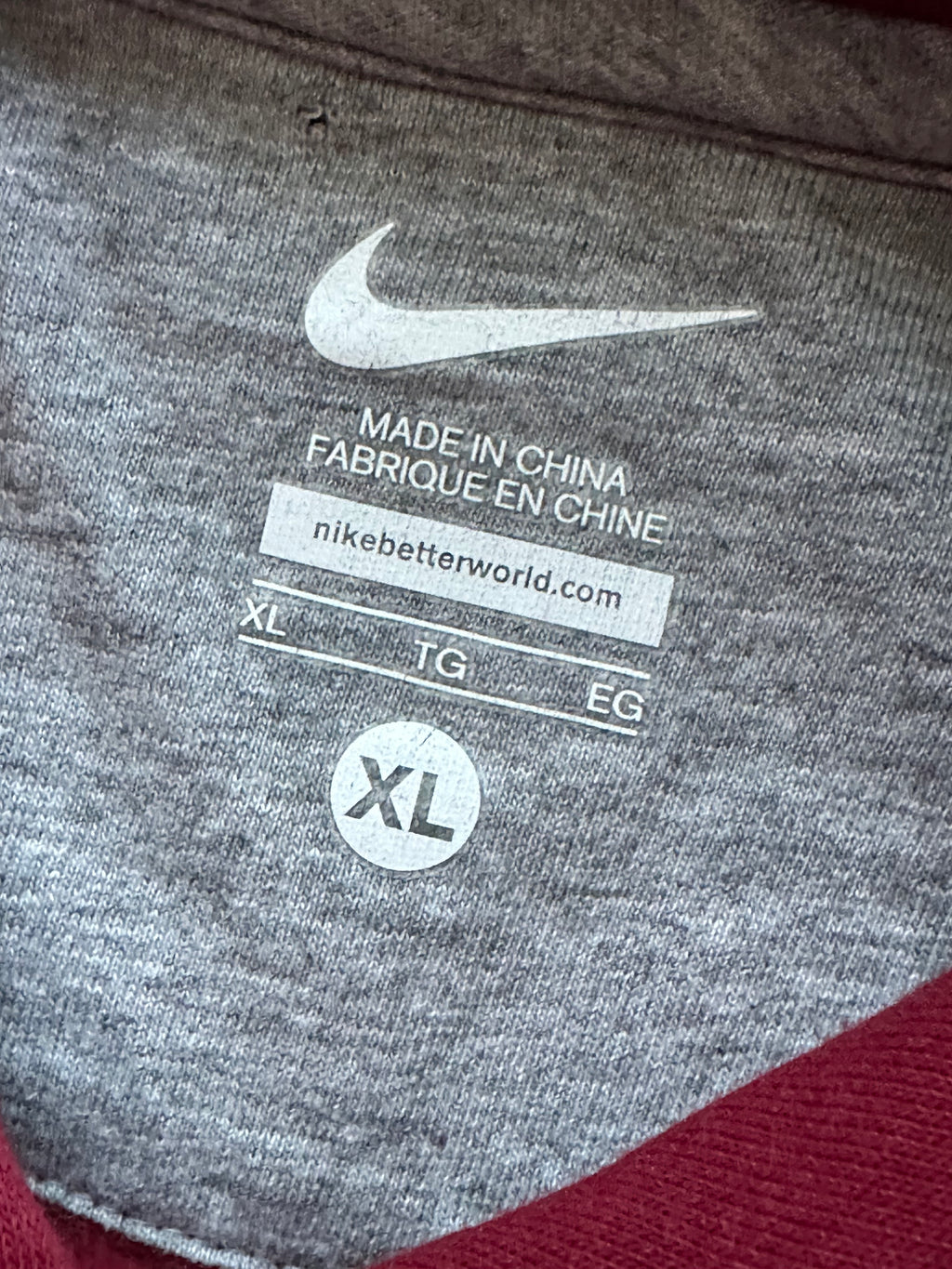 XL - Nike Maroon Embroidered Swoosh Hoodie