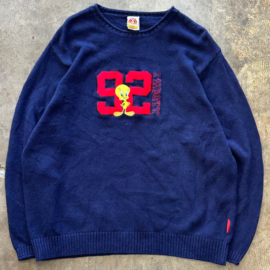 XL - Dark Blue Looney Tunes Tweetie knit sweater