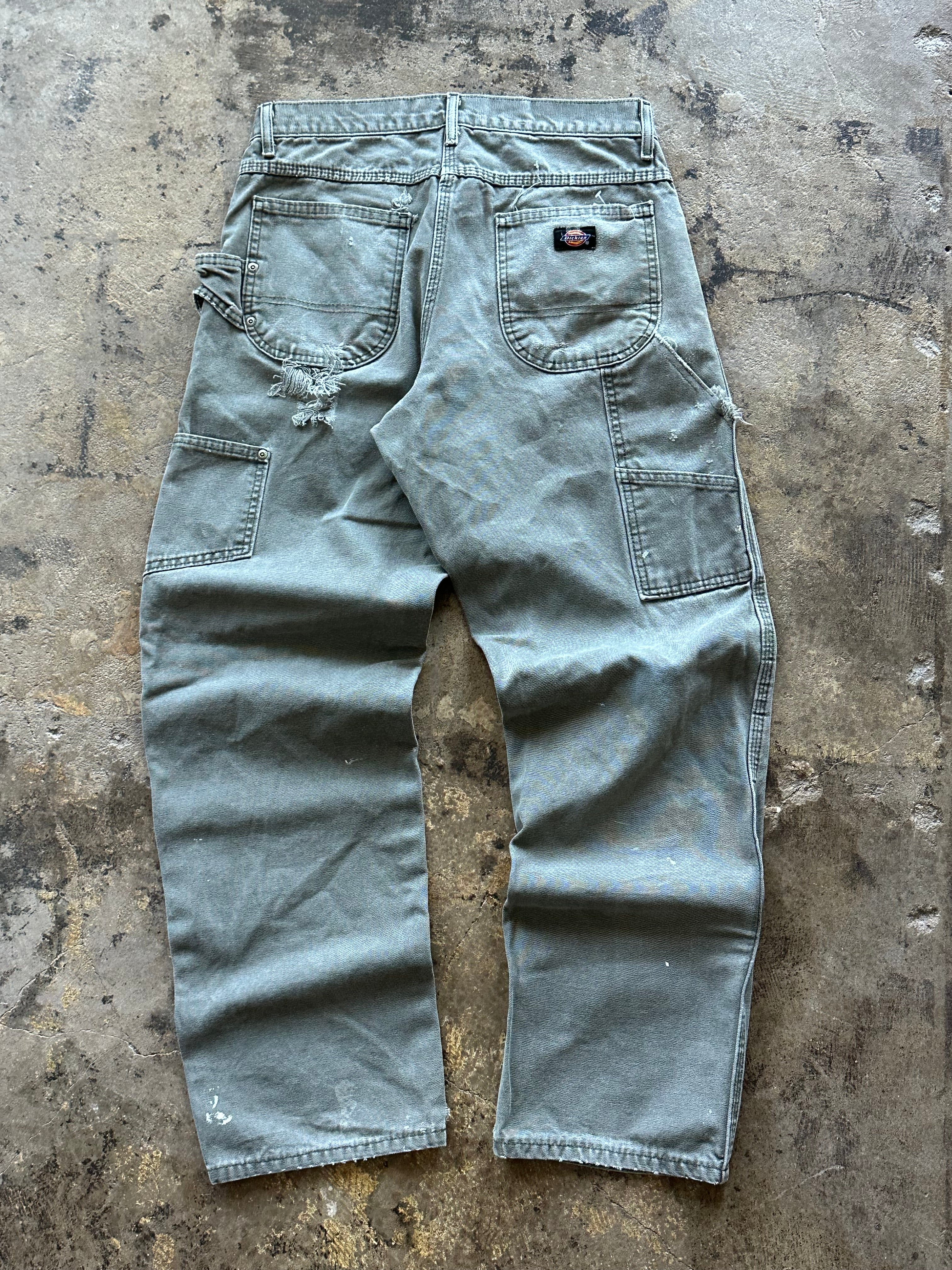 30x32 - Dickies Olive Green Distressed Work Pants