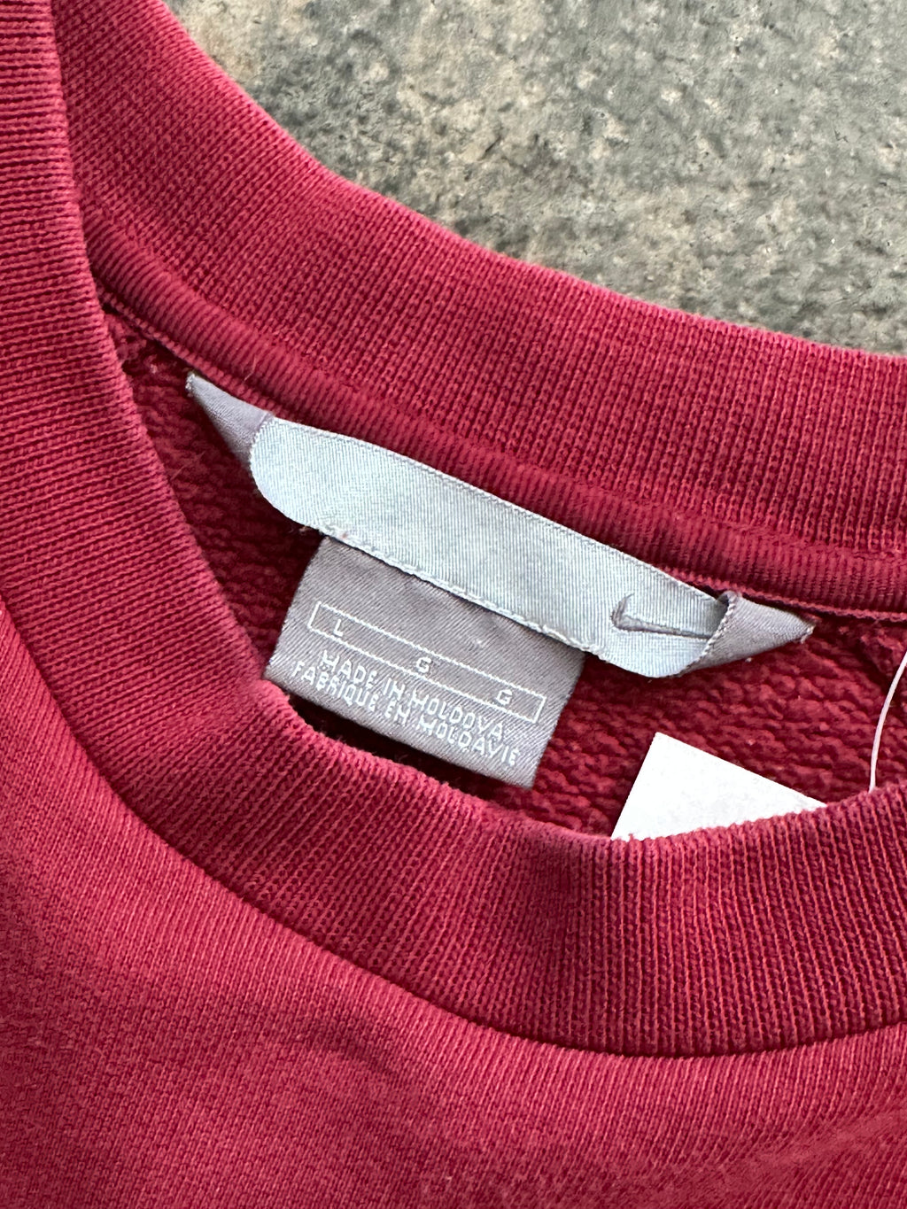 L - Vintage Nike Mini Swoosh Maroon Crewneck