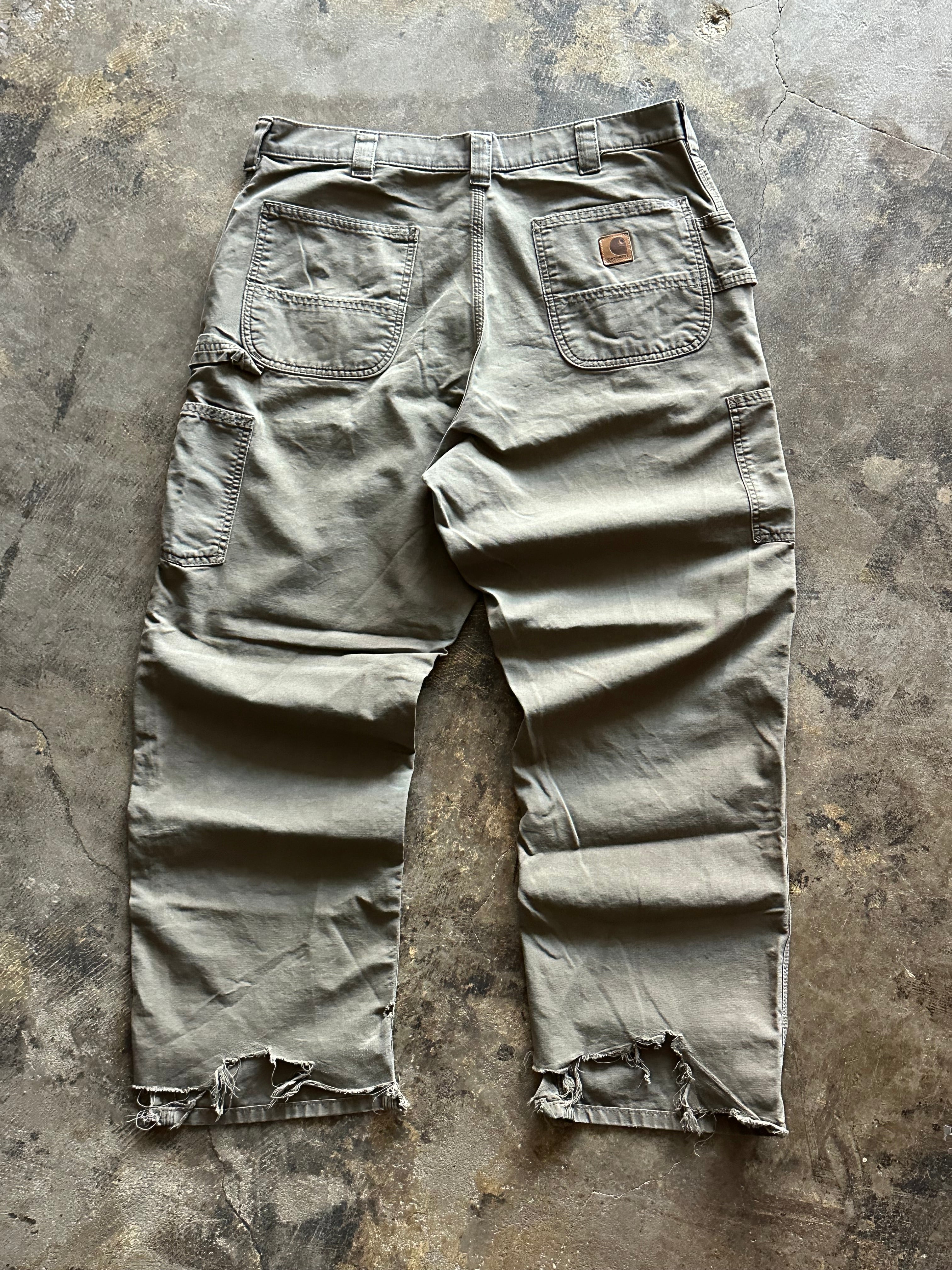 38x30 - Distressed Carhartt Faded Brown Workwear Pants
