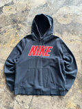 L - Nike Black Pullover Hoodie – Red Spell-Out Logo