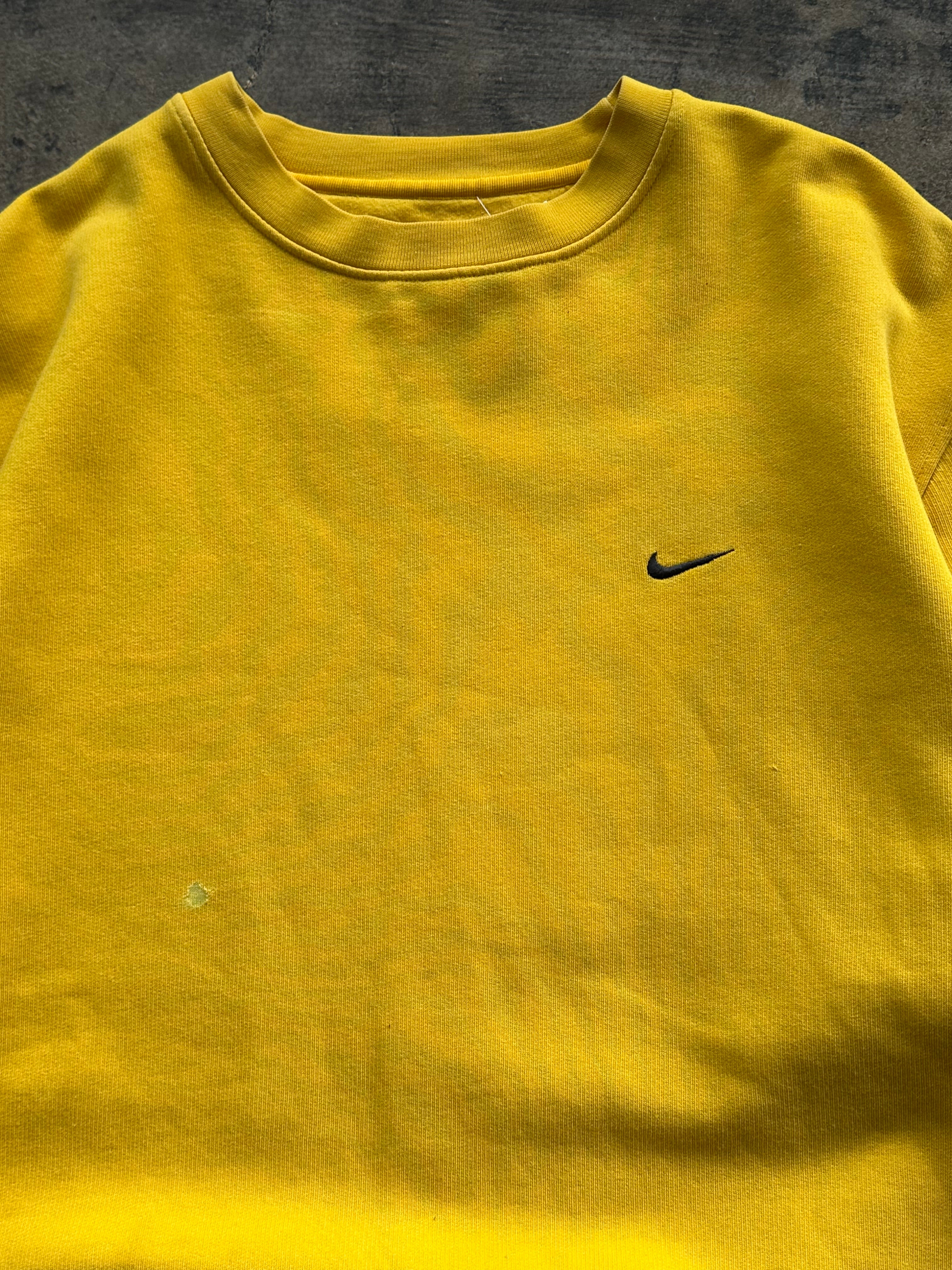 L - Vintage Nike Mini Swoosh Crewneck Sweatshirt – Mustard Yellow