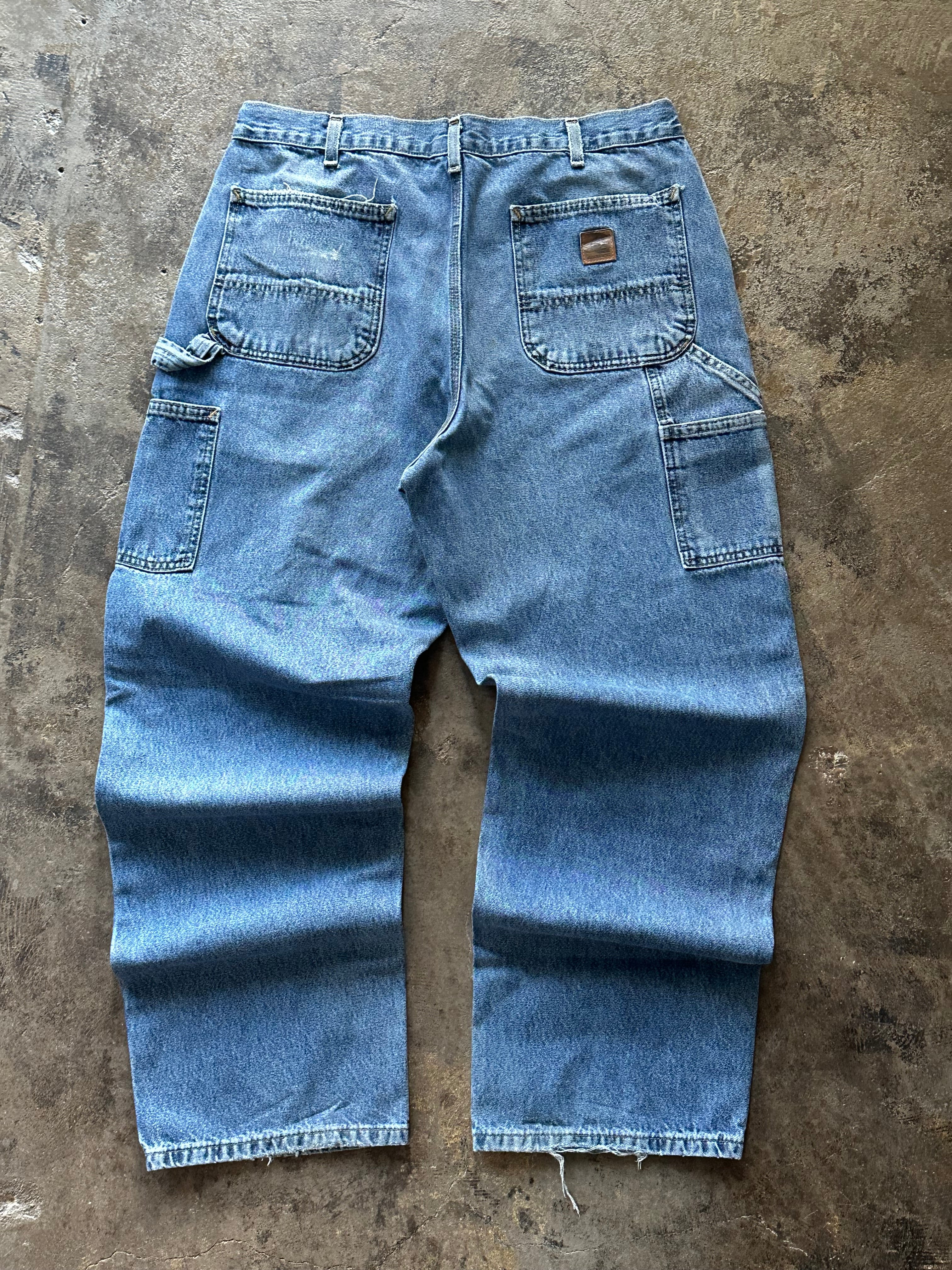 36x32- Carhartt Distressed Denim Work Pants
