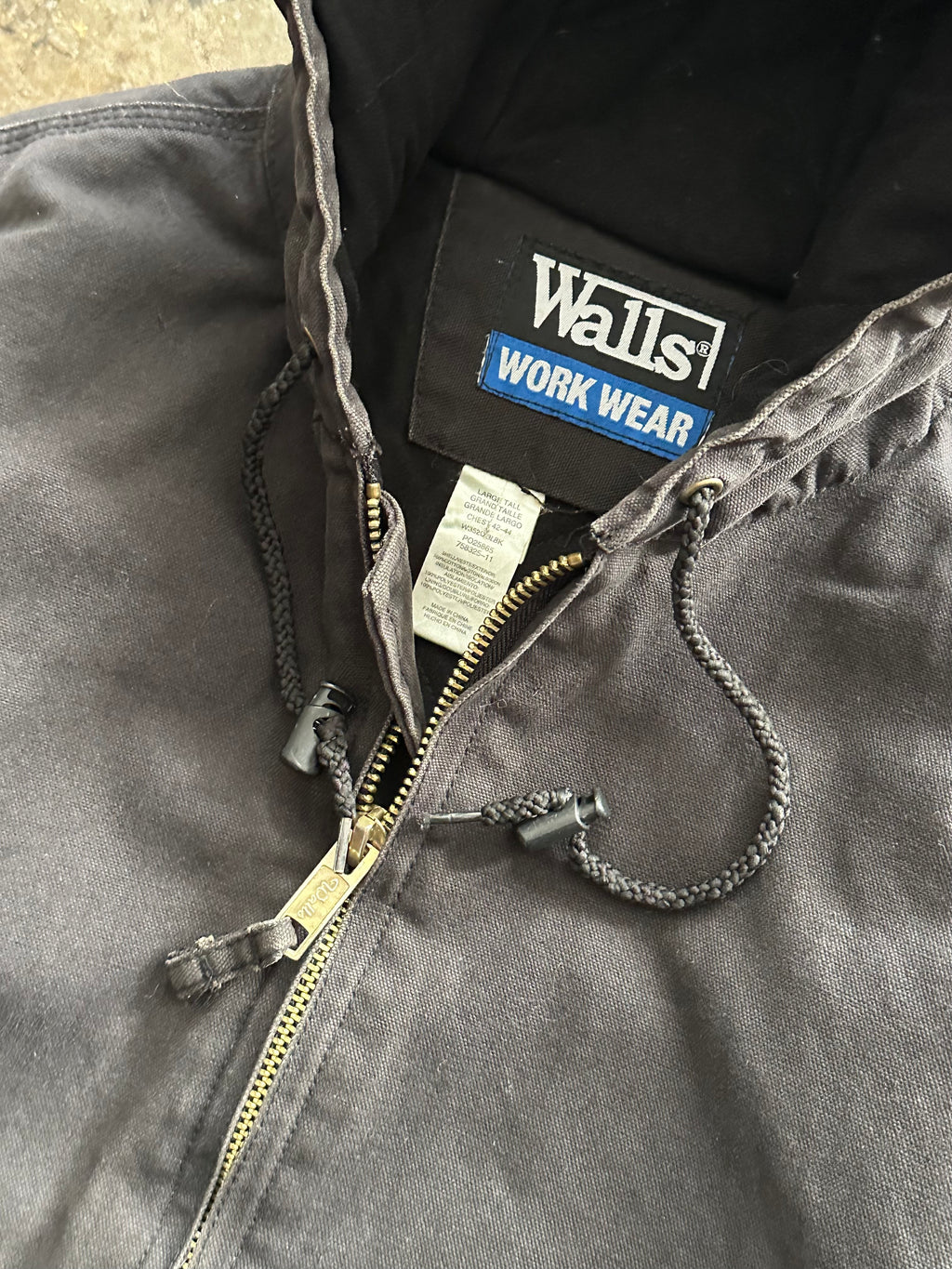 LT - Walls Workwear Hooded Jacket – Black Faded Canvas