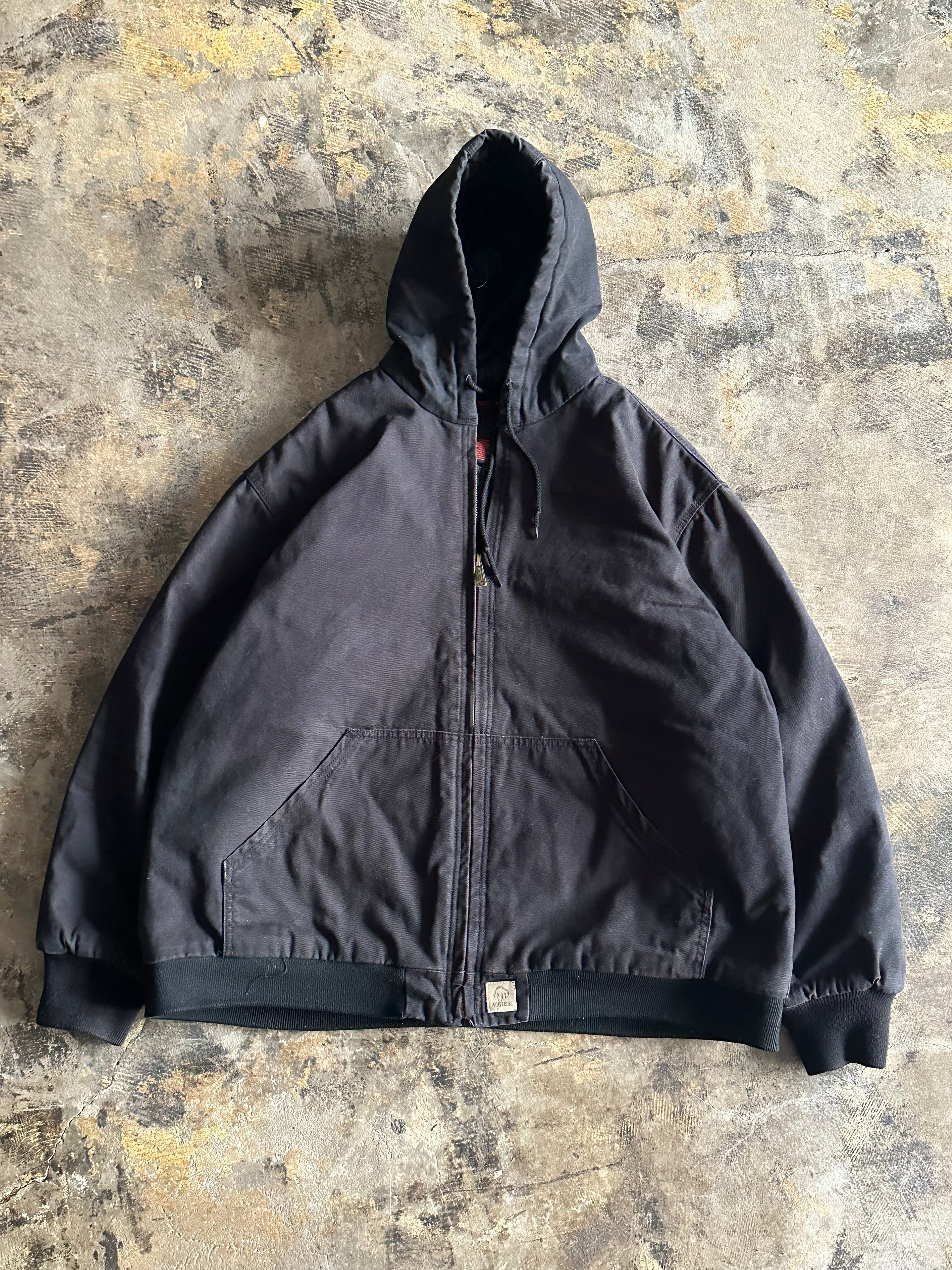 3XL - Wolverine Hooded Work Jacket – Black Canvas