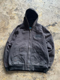 XL - Tri-Mountain Hooded Work Jacket – Faded Black Patchwork Canvas