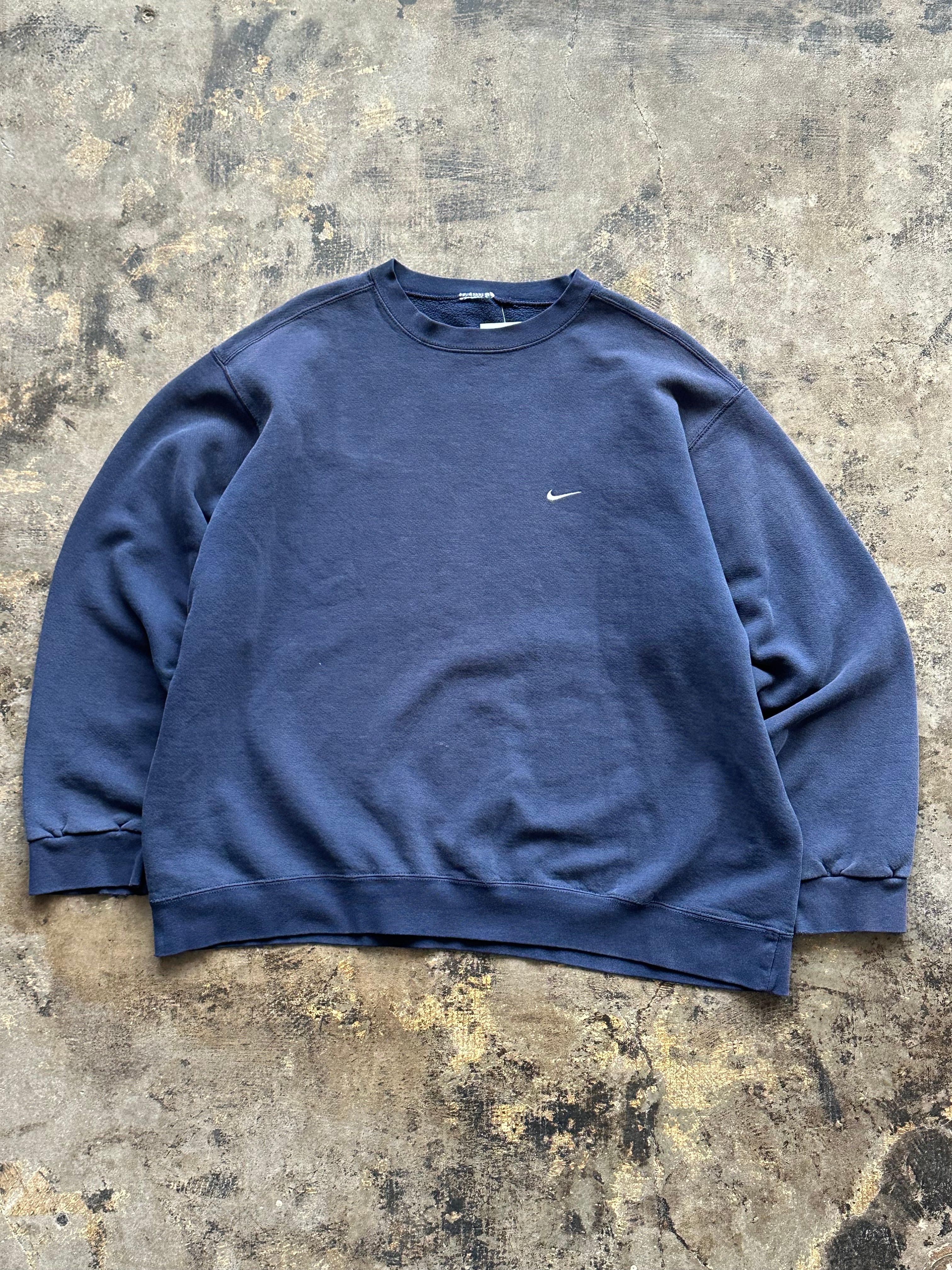 XL - Vintage Nike Mini Swoosh Crewneck Sweatshirt – Navy