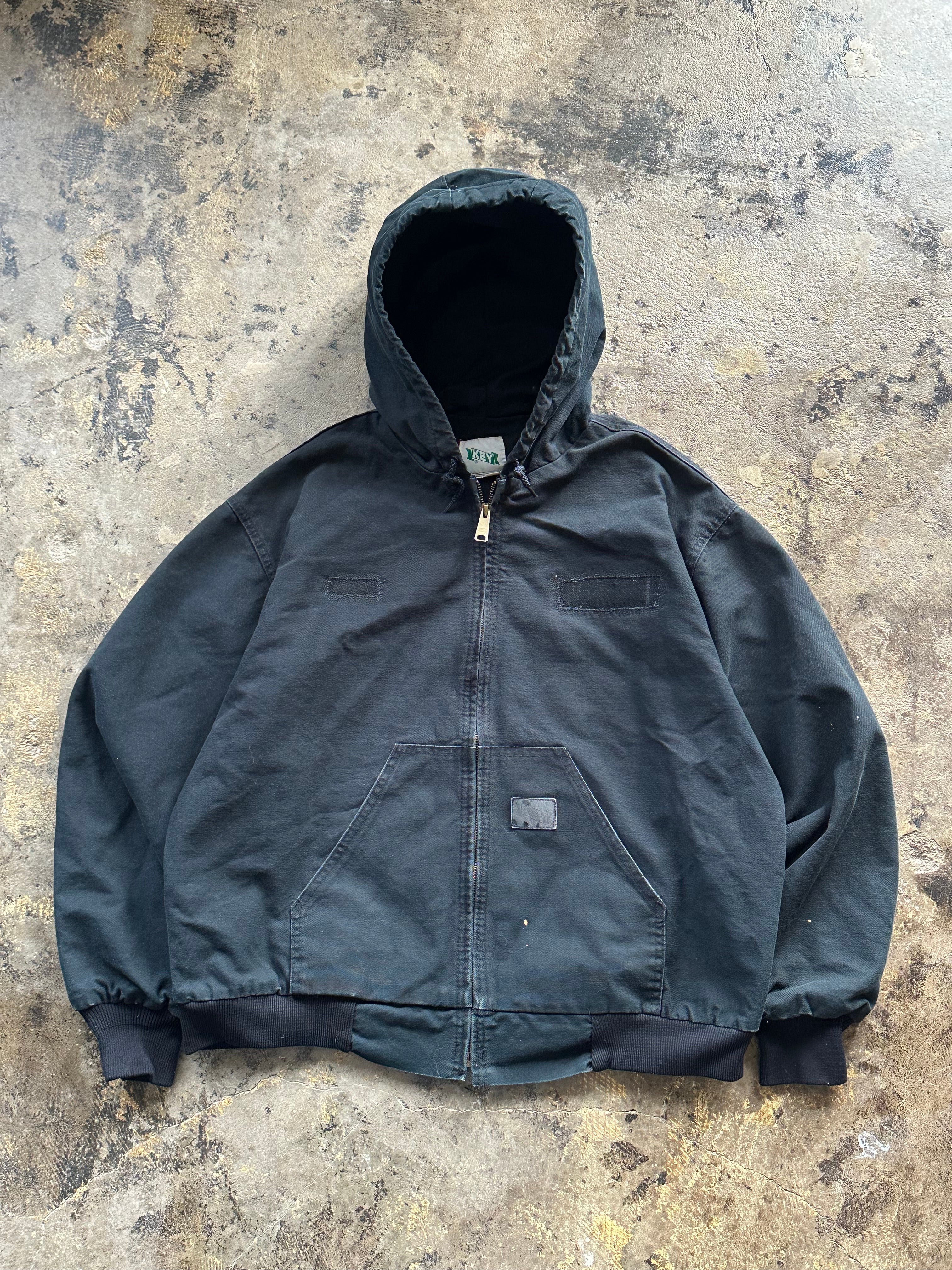 L - Key Hooded Patchwork Jacket – Black Canvas Zip-Up