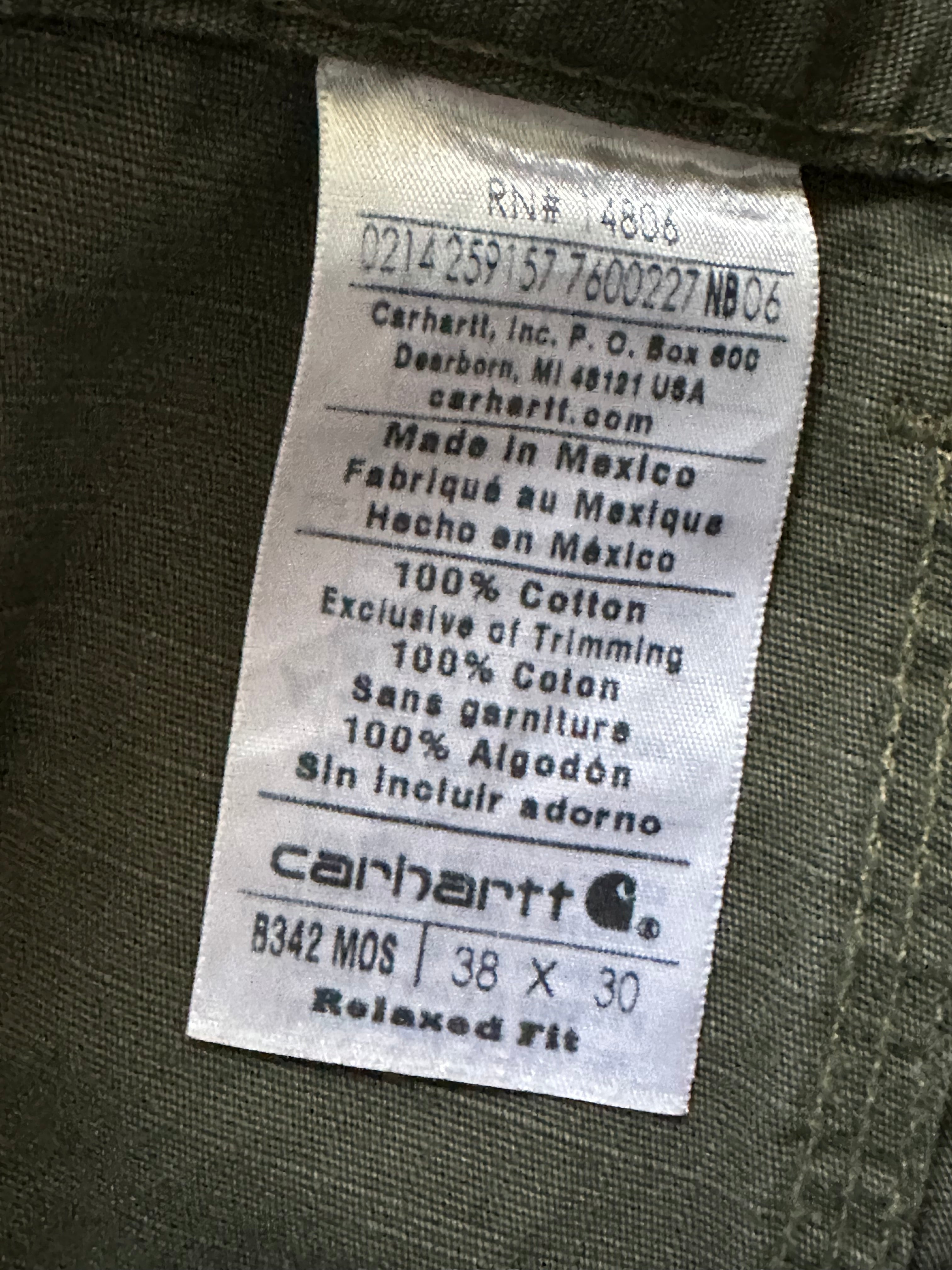 38x30 - Carhartt Green Utility Cargo Pants Relaxed Fit