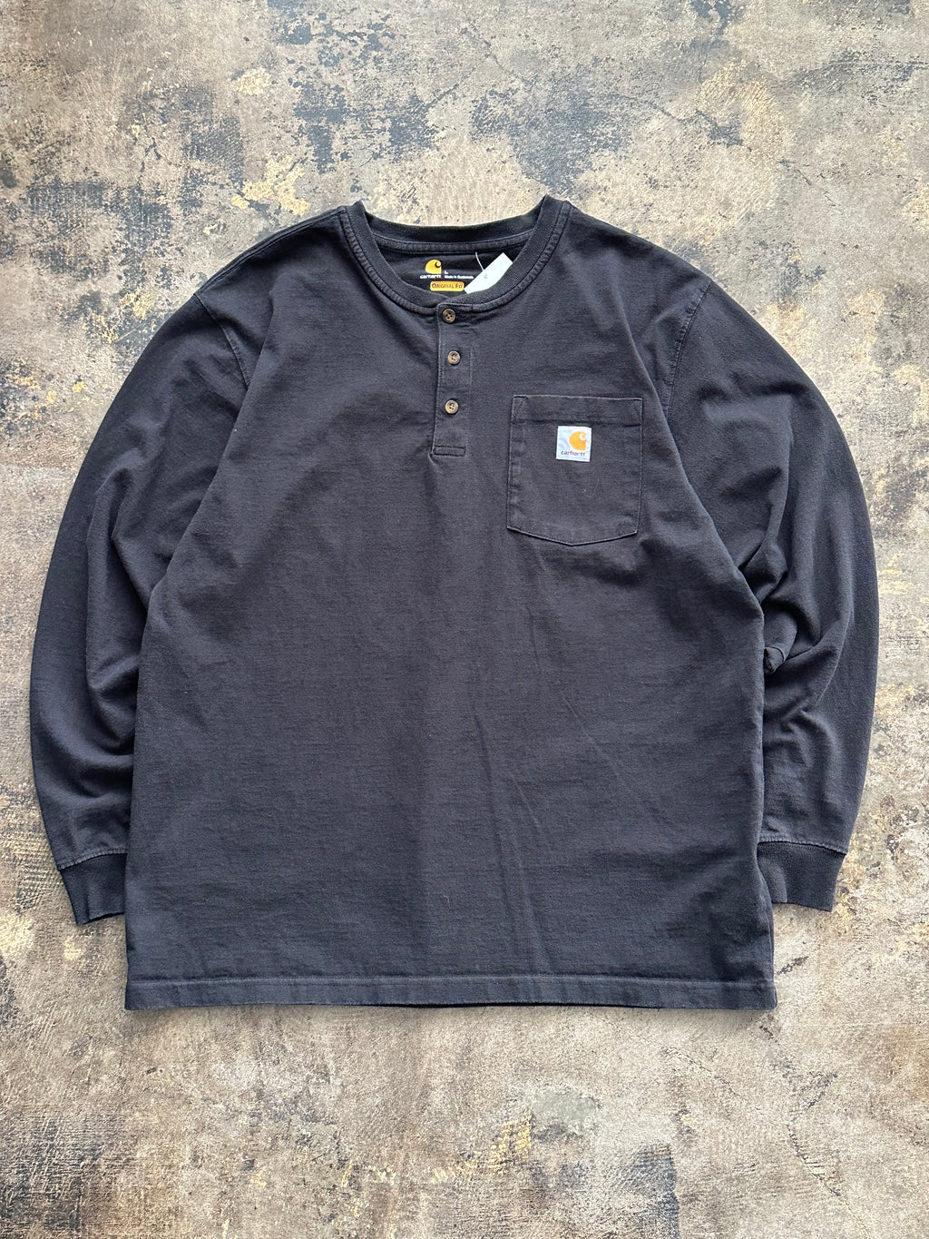 L - Carhartt Original Fit Long Sleeve Henley – Black