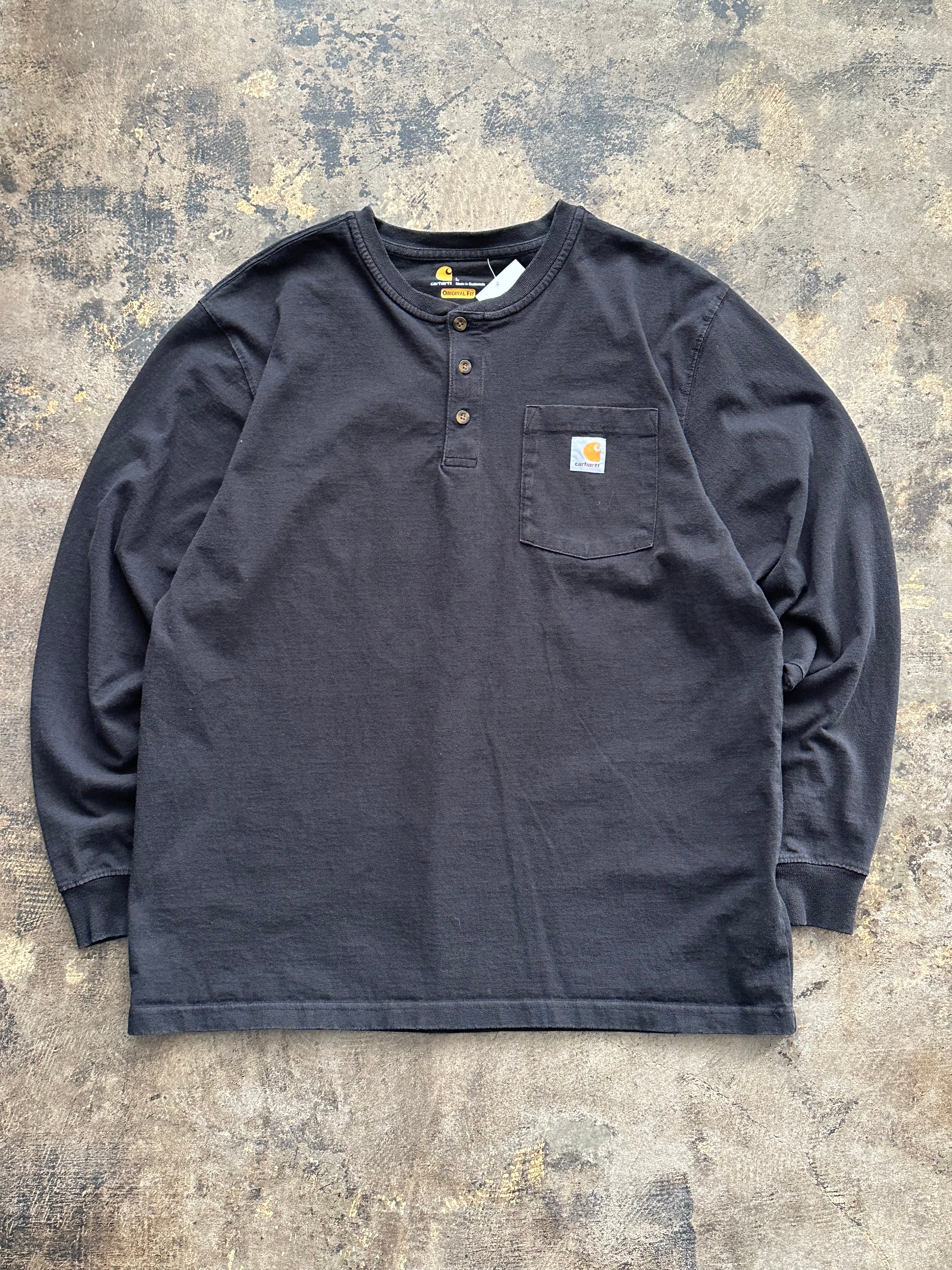 L - Carhartt Original Fit Long Sleeve Henley – Black