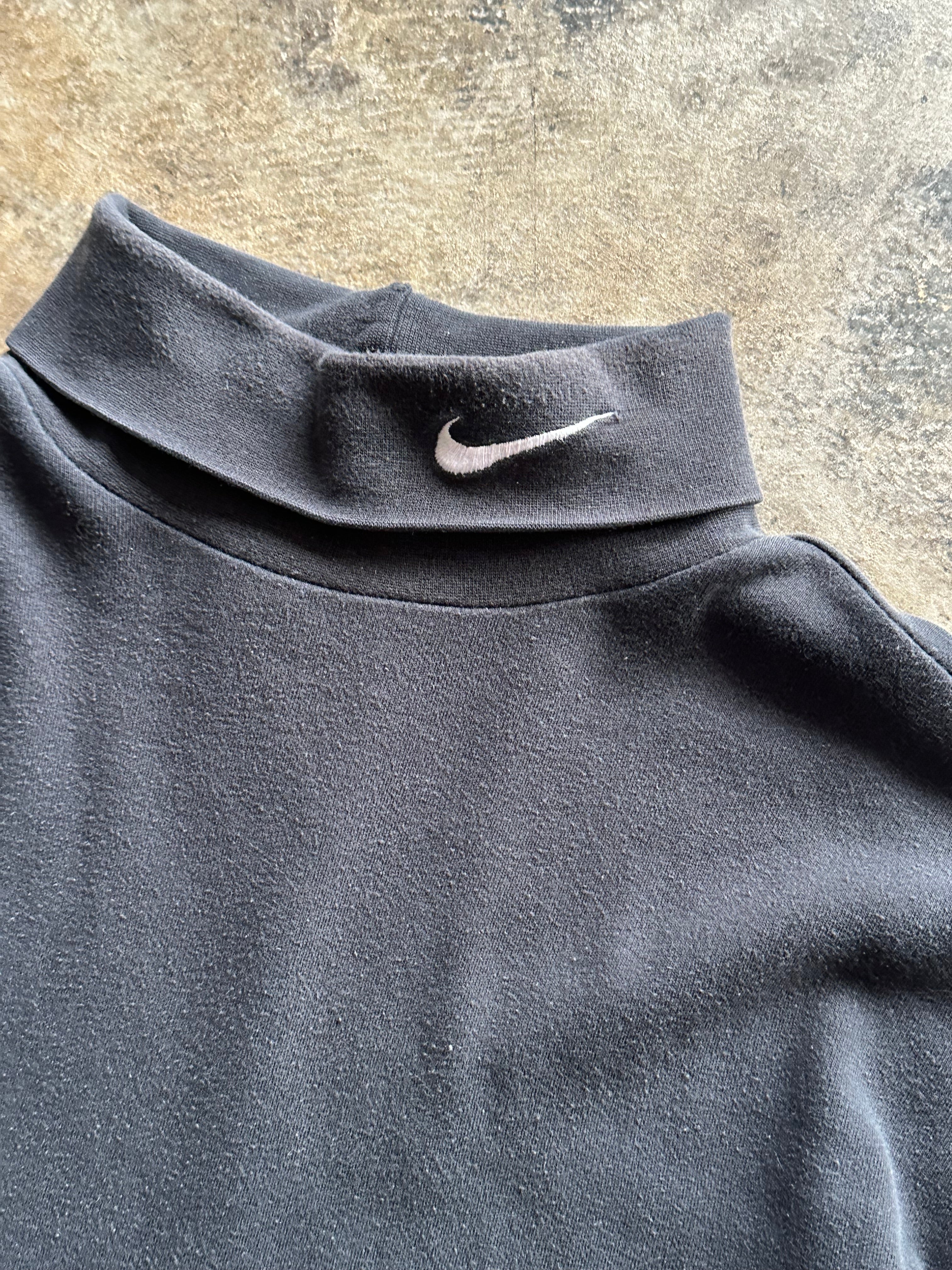 XL - Nike Black Mock-Neck Long Sleeve Shirt – Embroidered Swoosh