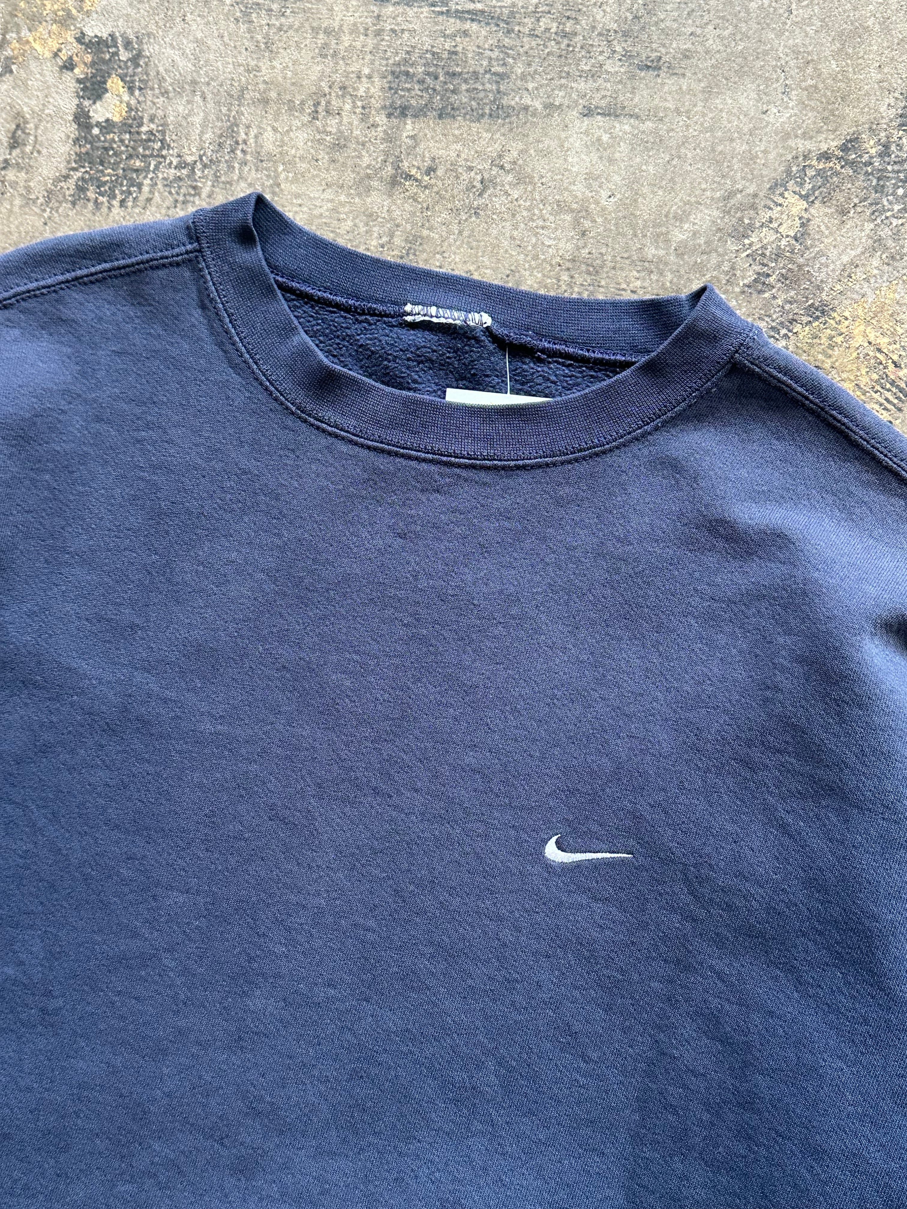 XL - Vintage Nike Mini Swoosh Crewneck Sweatshirt – Navy