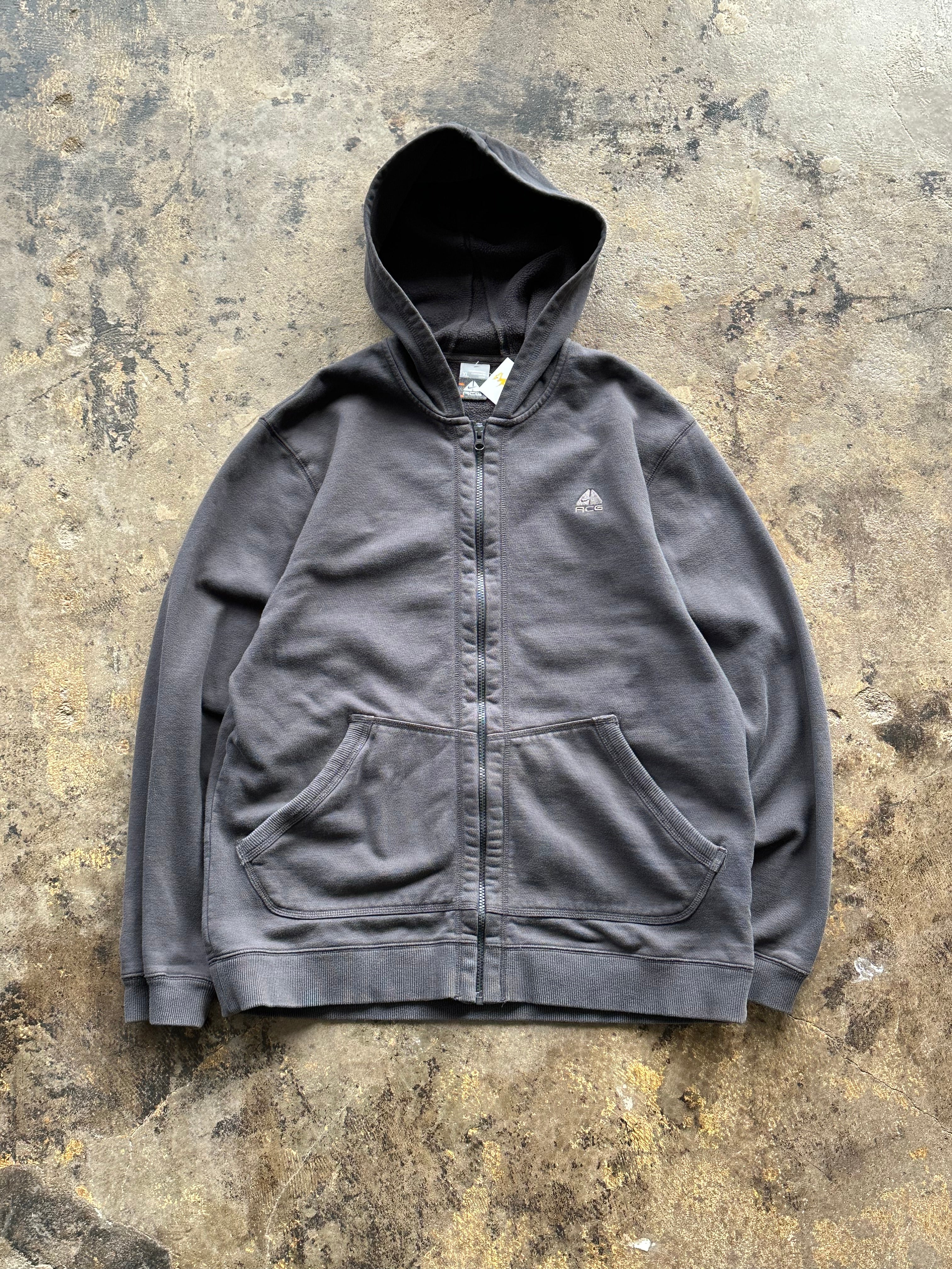 XL - Vintage Nike ACG Full-Zip Hoodie – Charcoal Grey Fleece