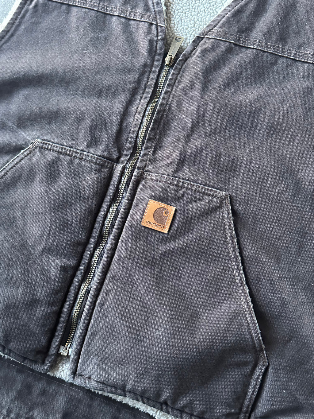 XXL- Mocha Carhartt Sherpa-Lined Canvas Vest