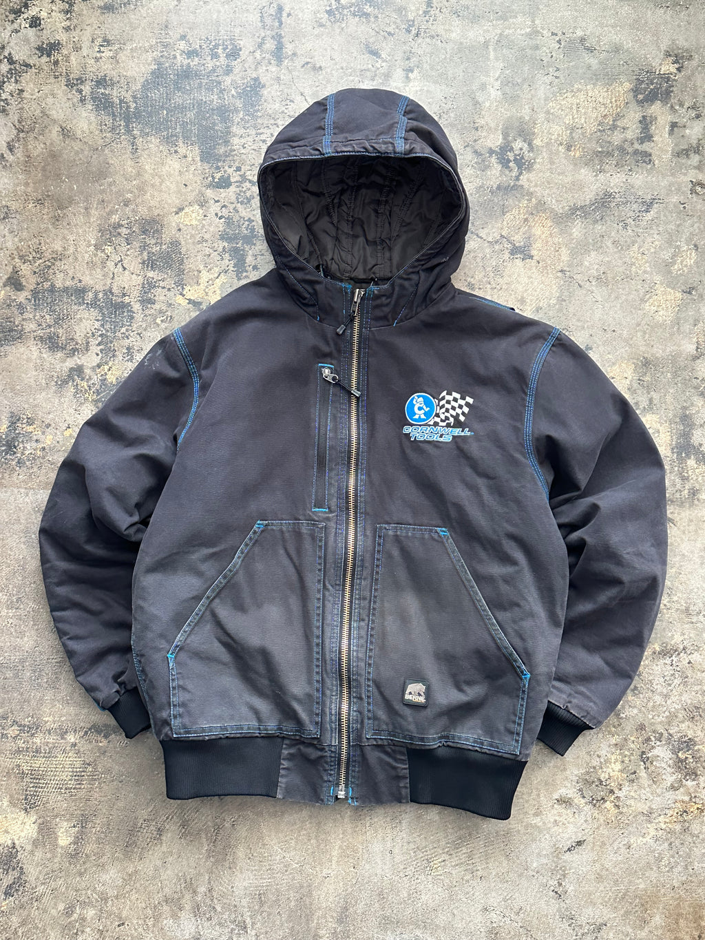 L - Berne x Cornwell Tools Hooded Work Jacket – Black