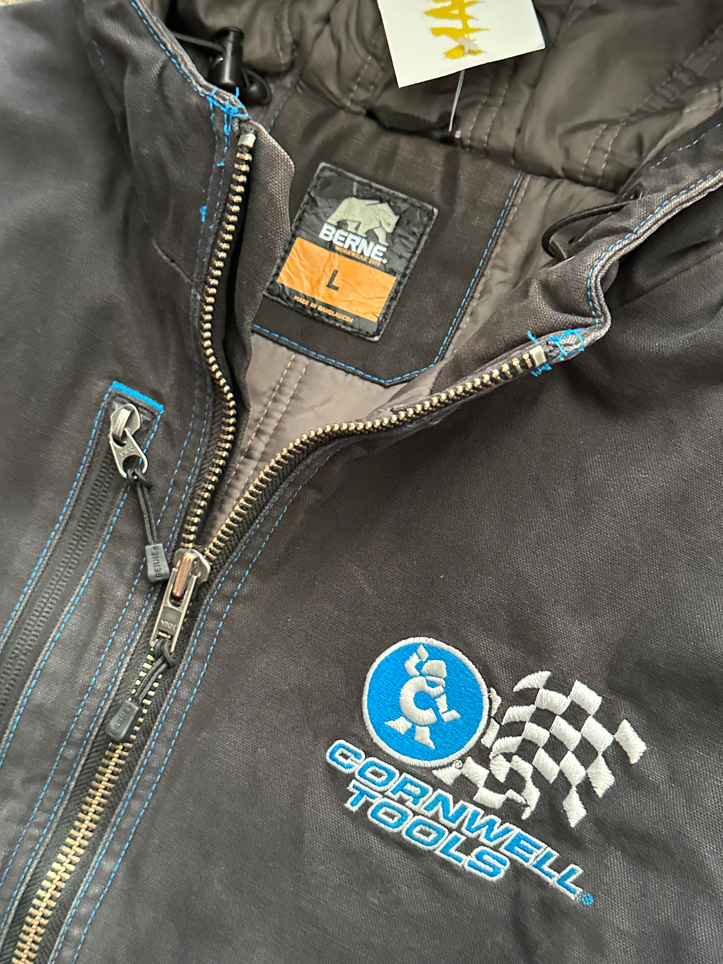 L - Berne x Cornwell Tools Hooded Work Jacket – Black