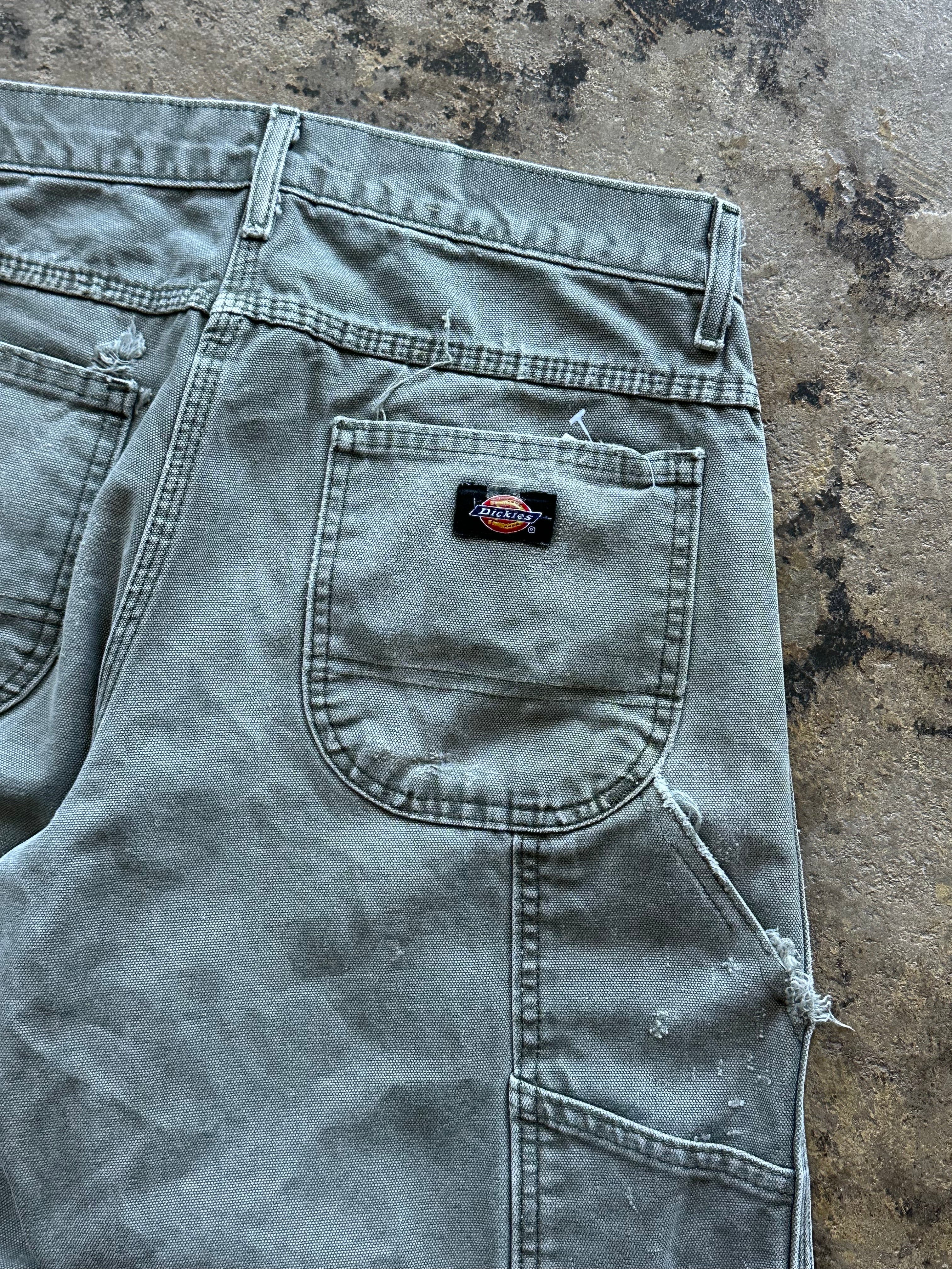 30x32 - Dickies Olive Green Distressed Work Pants