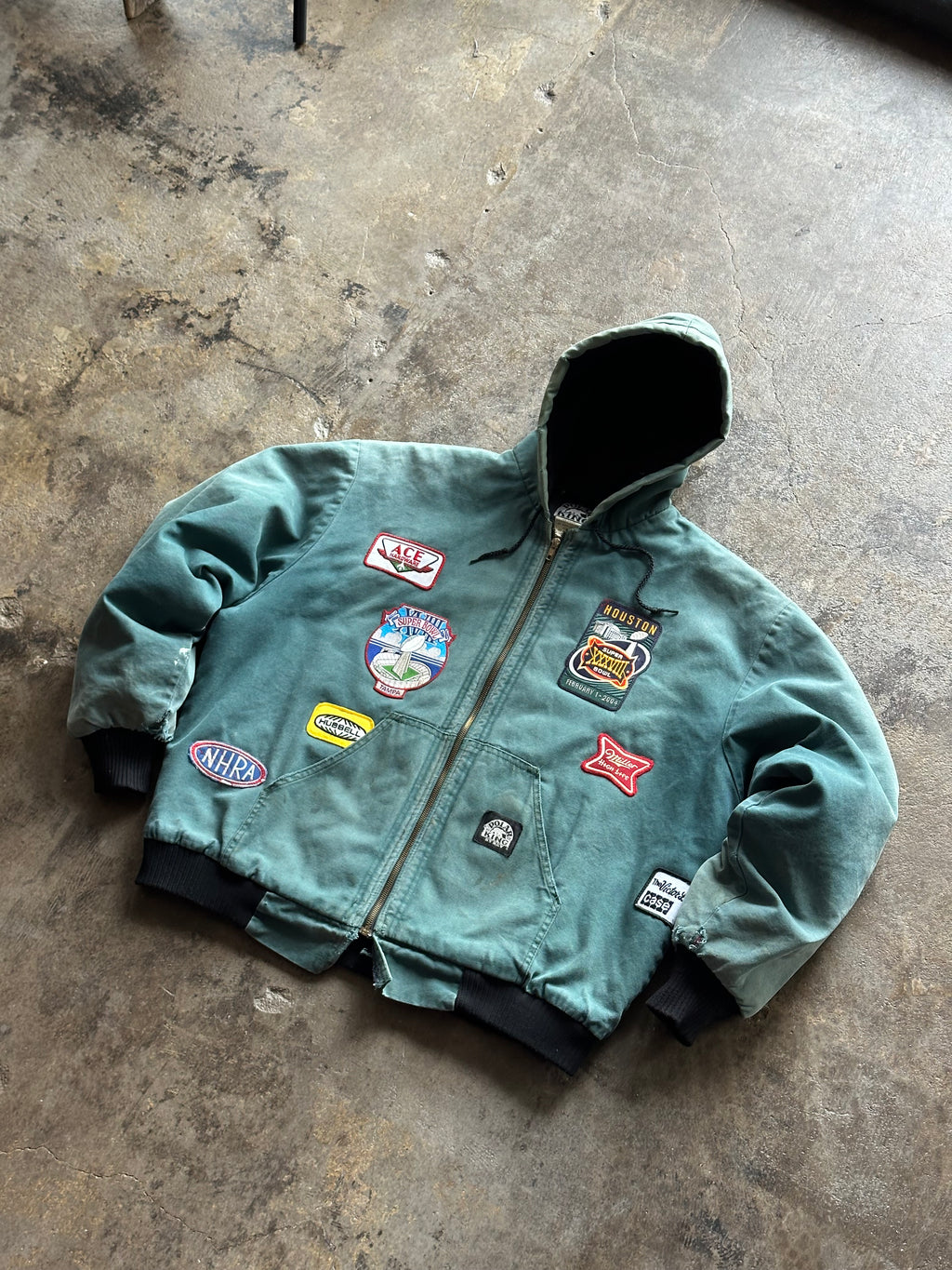 XL- Faded Green Patch-work Coat