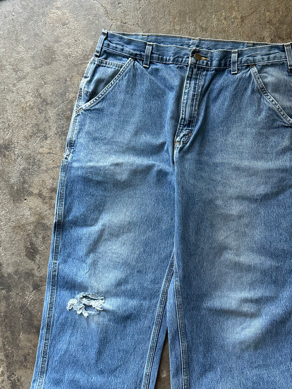 36x32- Carhartt Distressed Denim Work Pants