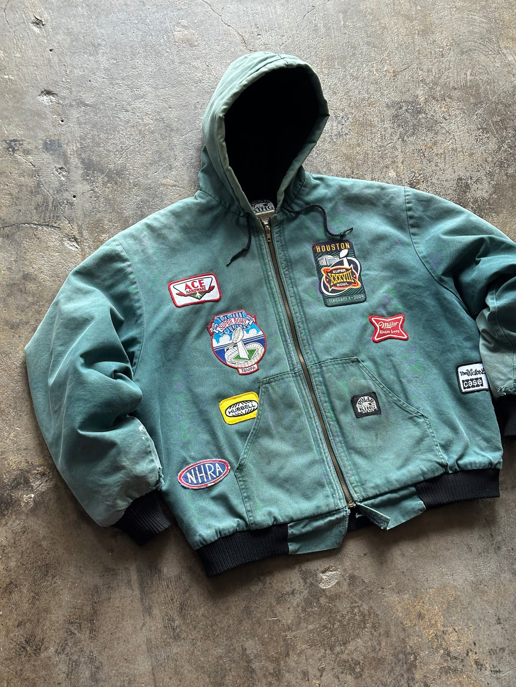 XL- Faded Green Patch-work Coat