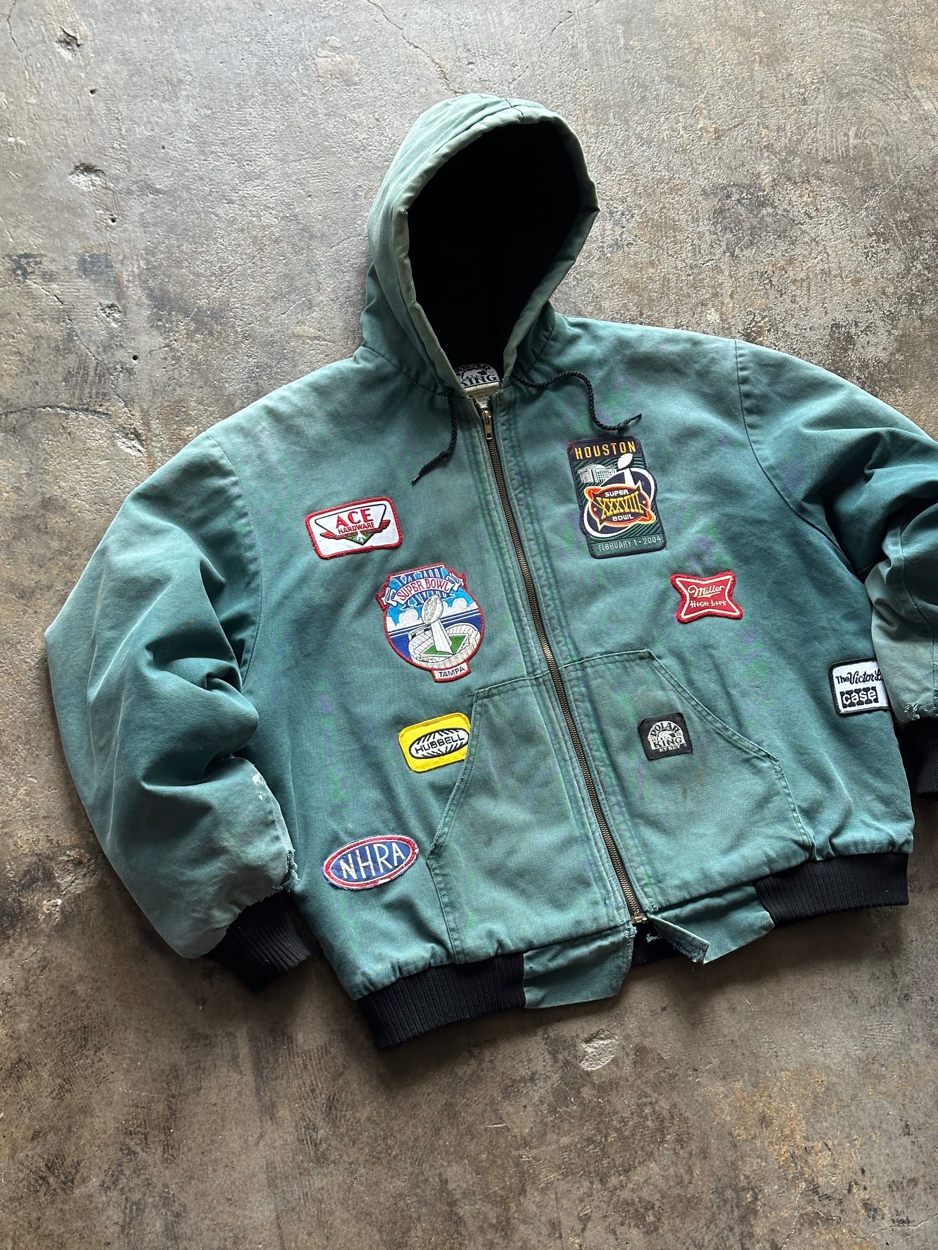 XL- Faded Green Patch-work Coat