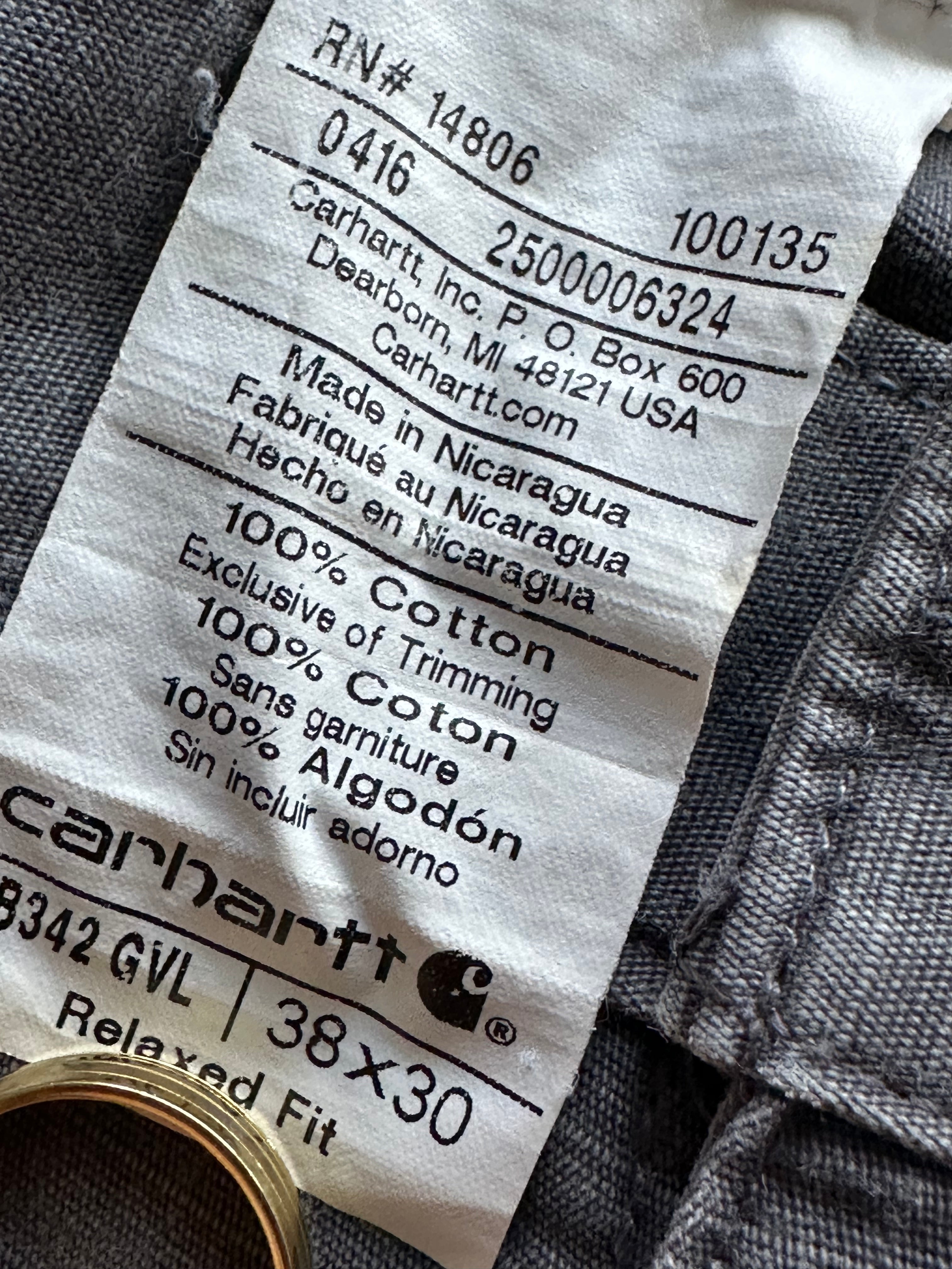 38x30 - Carhartt Grey Utility Cargo Workwear Pants