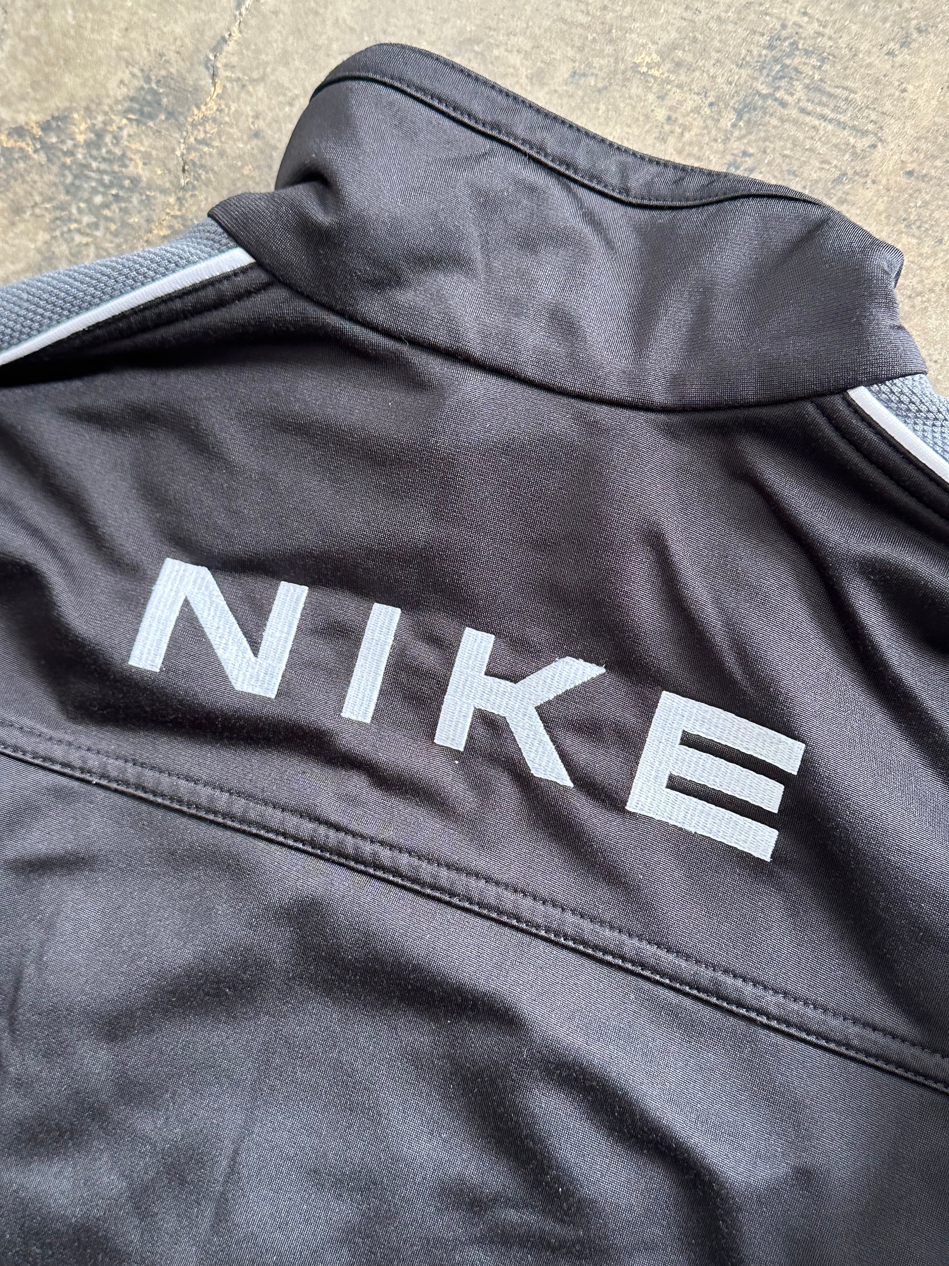 L - Nike Track Jacket – Black with Grey Stripes