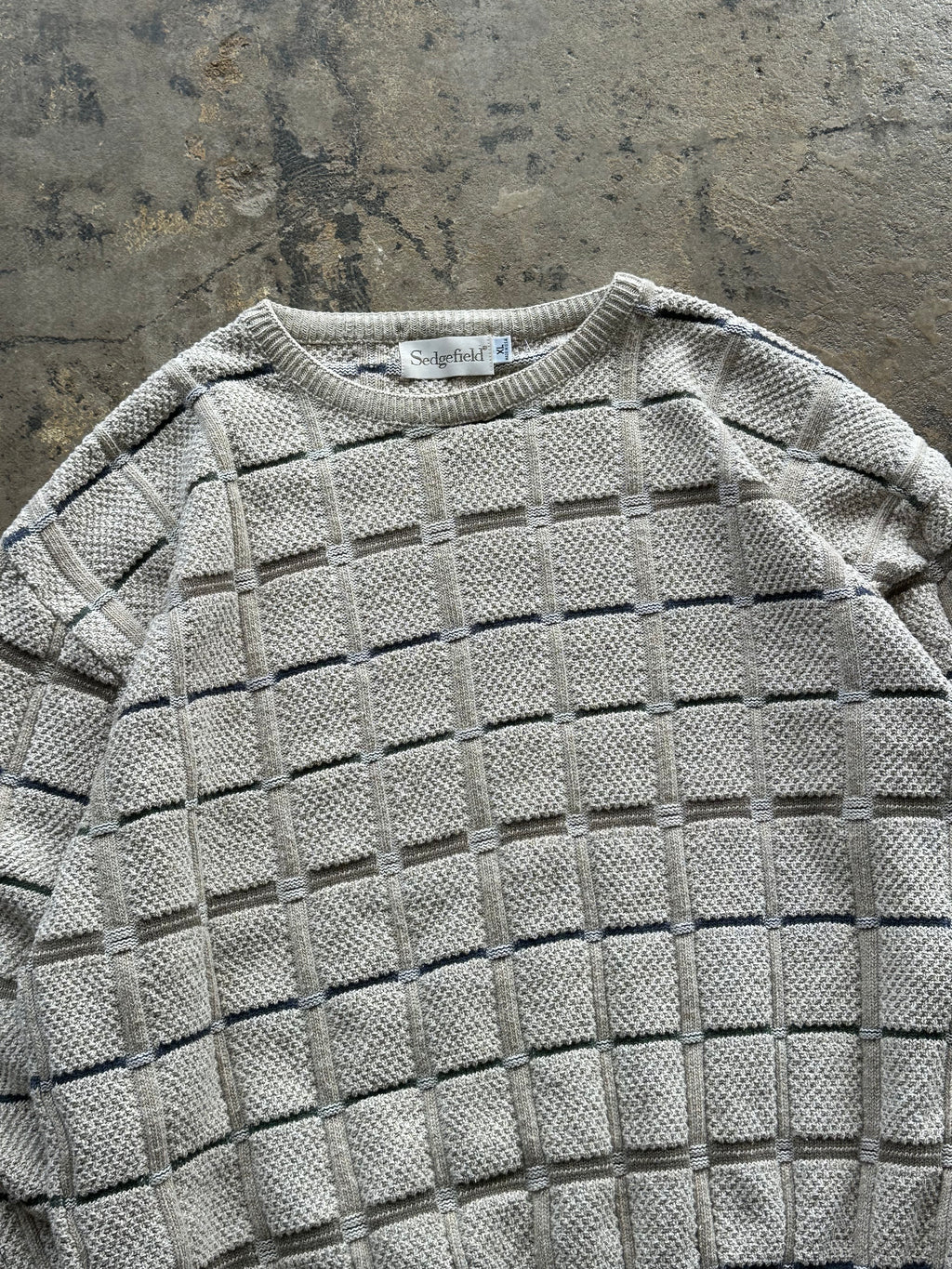 XL - Vintage Sedgefield Textured Grid Knit Sweater