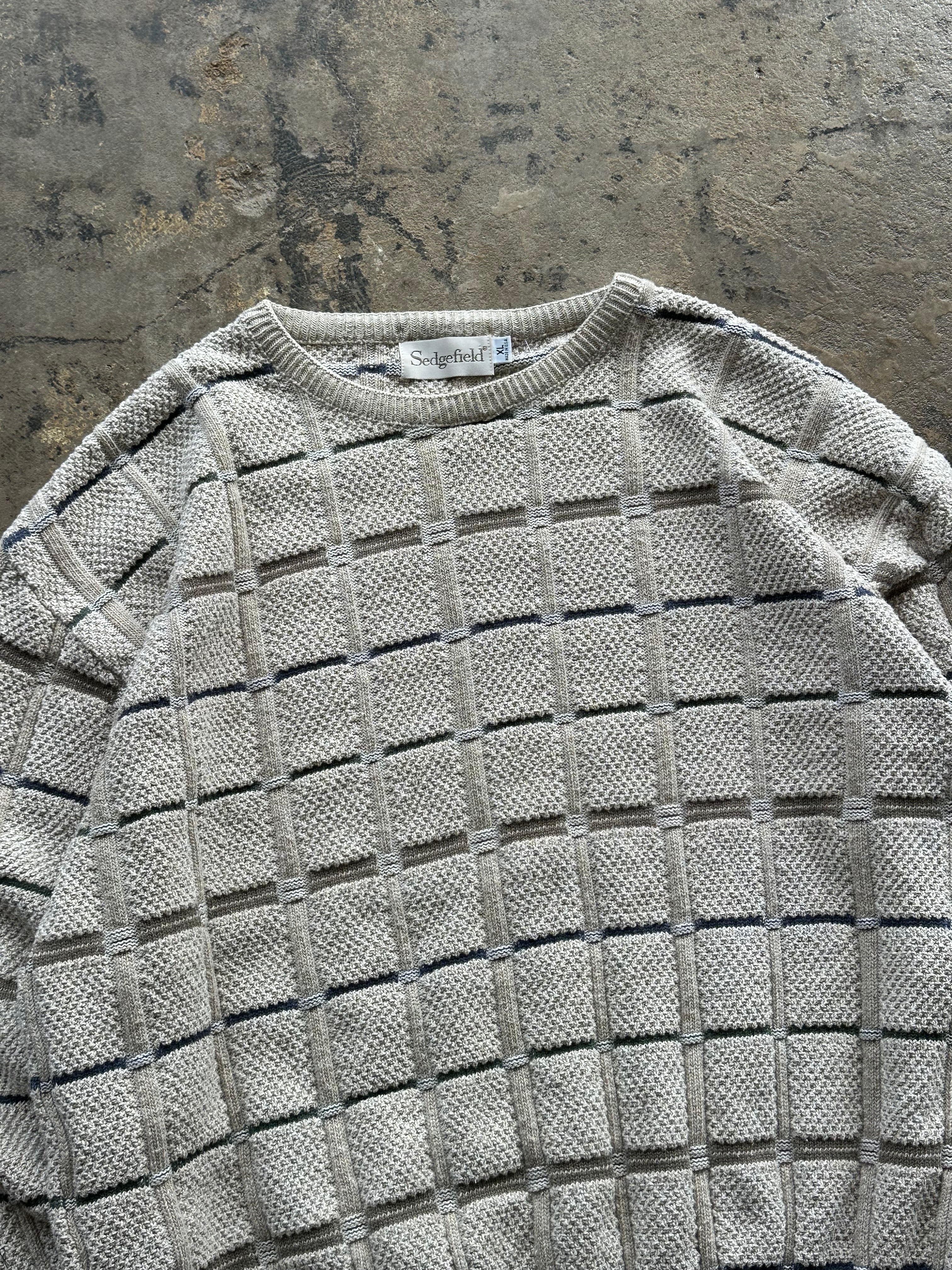 XL - Vintage Sedgefield Textured Grid Knit Sweater