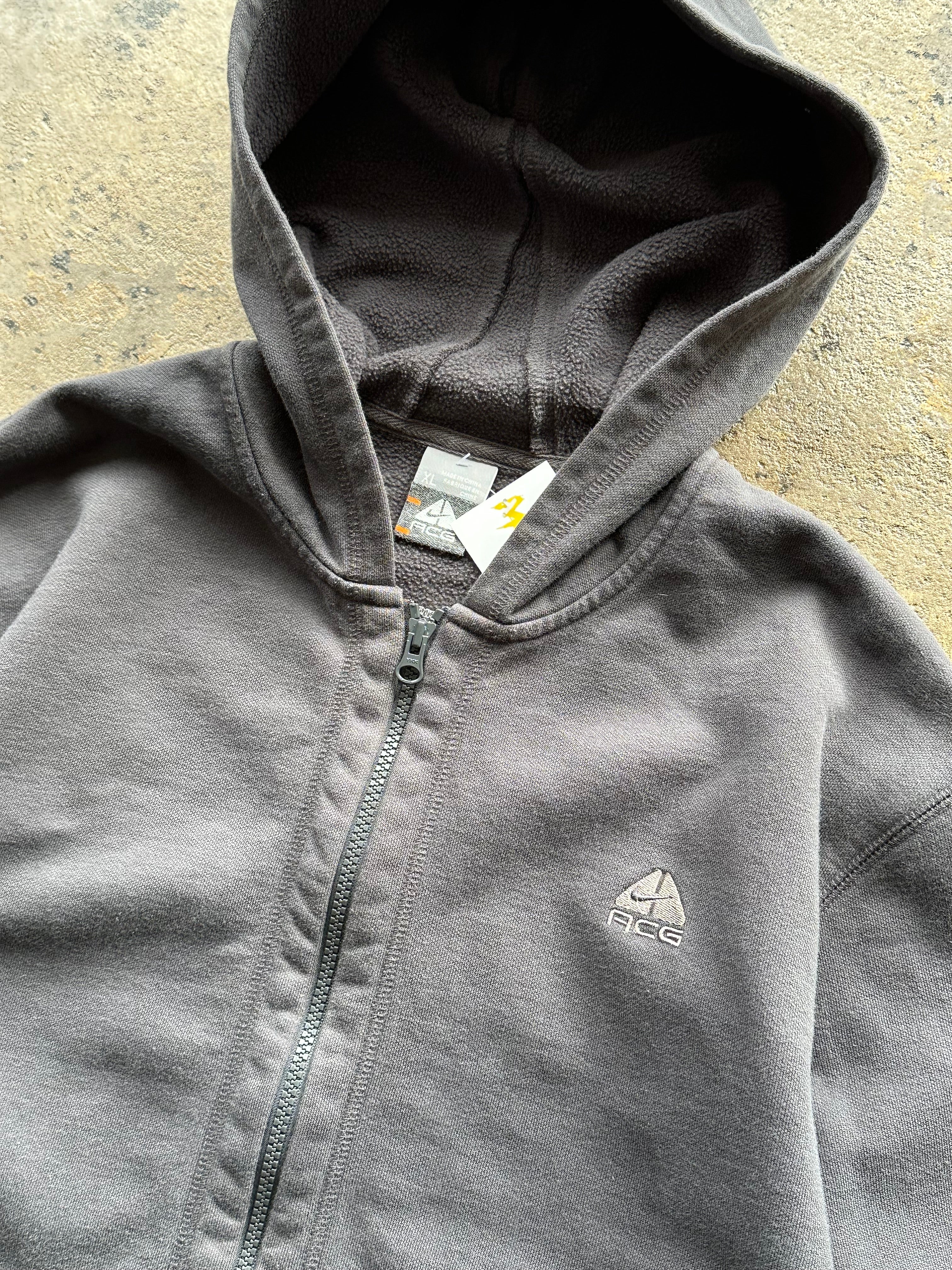 XL - Vintage Nike ACG Full-Zip Hoodie – Charcoal Grey Fleece