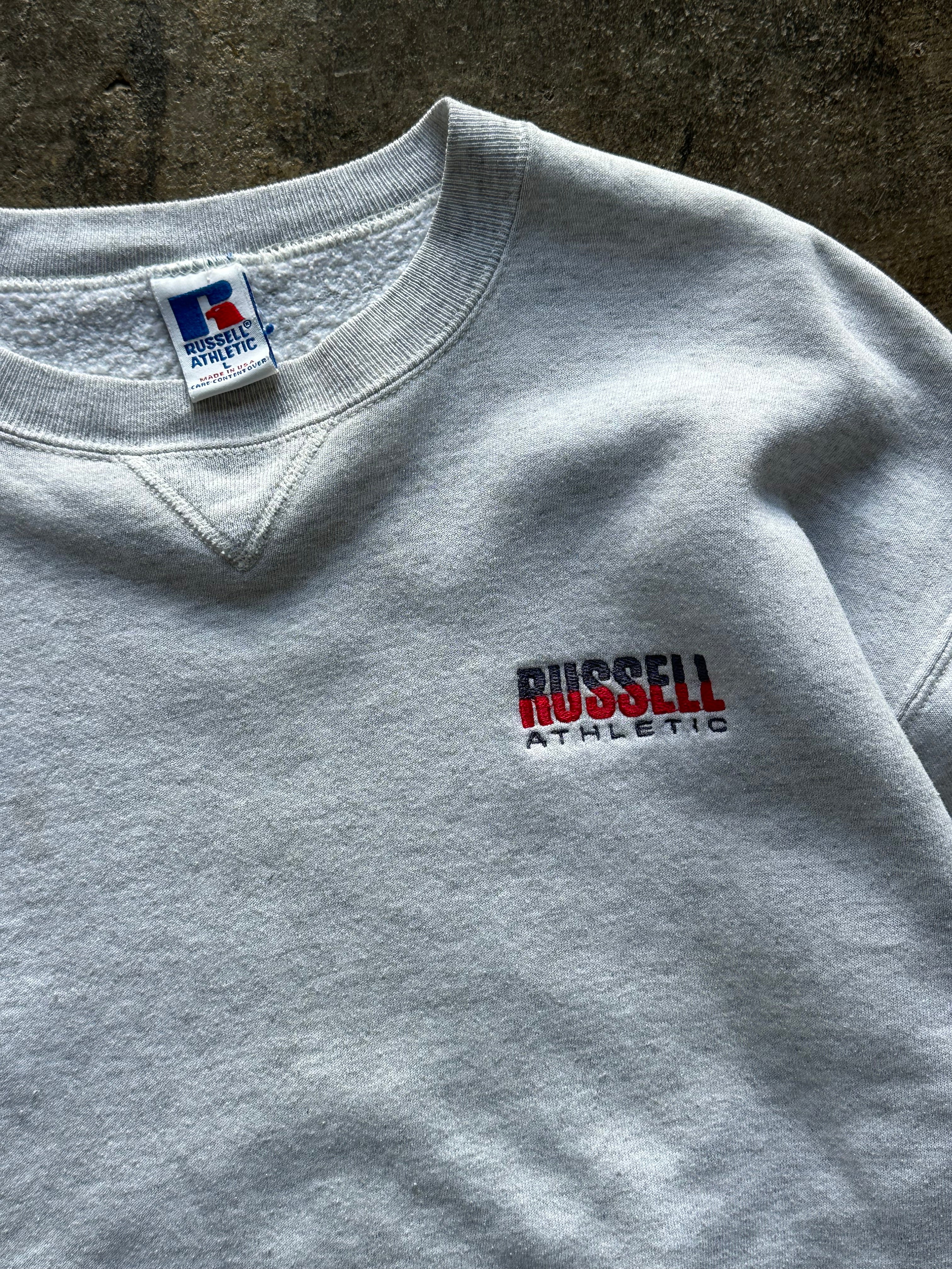 L - Vintage Russell Athletic Gray Crewneck Sweatshirt Made in USA