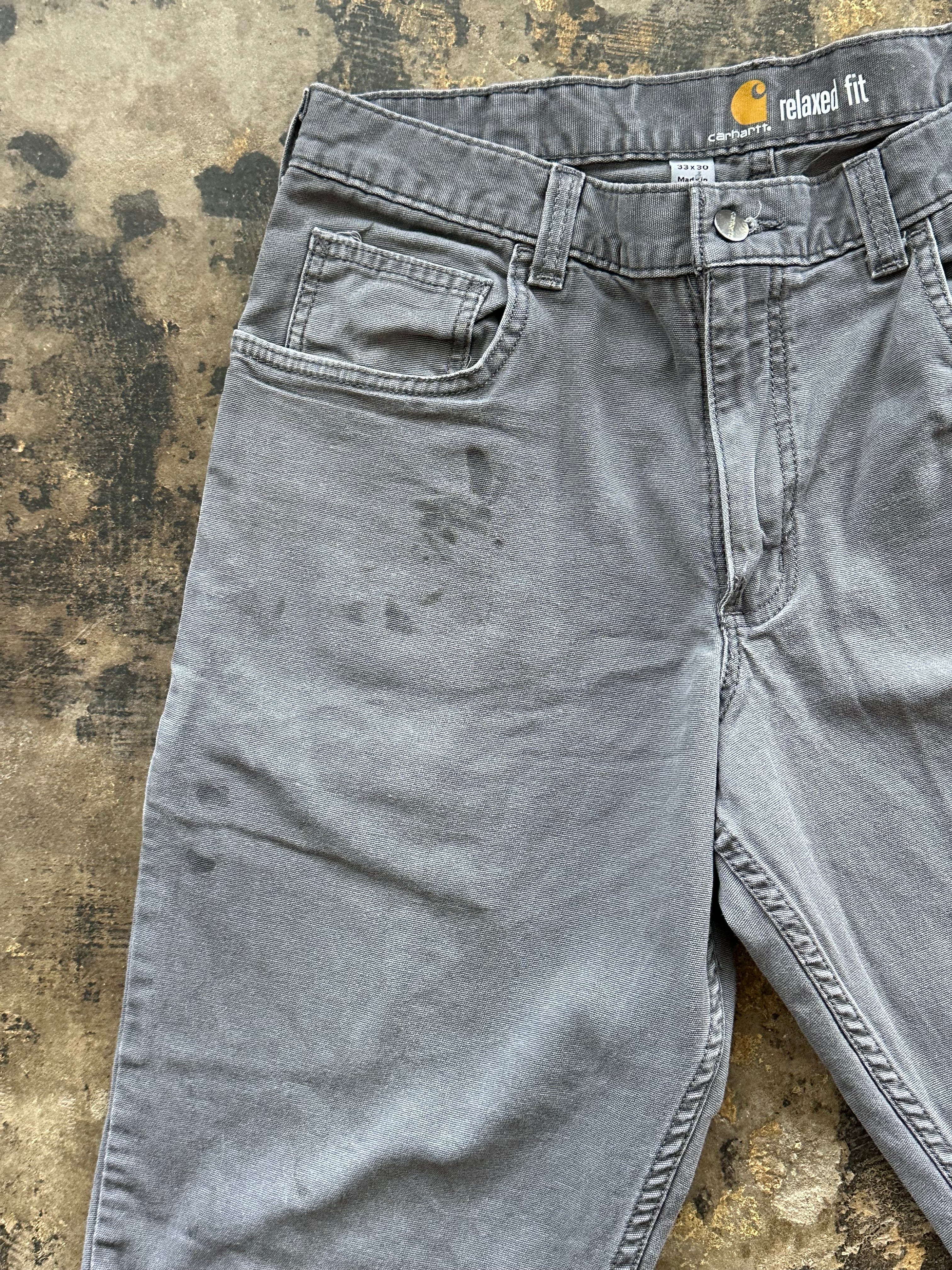 33x30 - Carhartt Relaxed Fit Distressed Grey Utility Pants