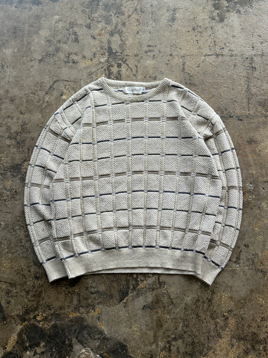 XL - Vintage Sedgefield Textured Grid Knit Sweater
