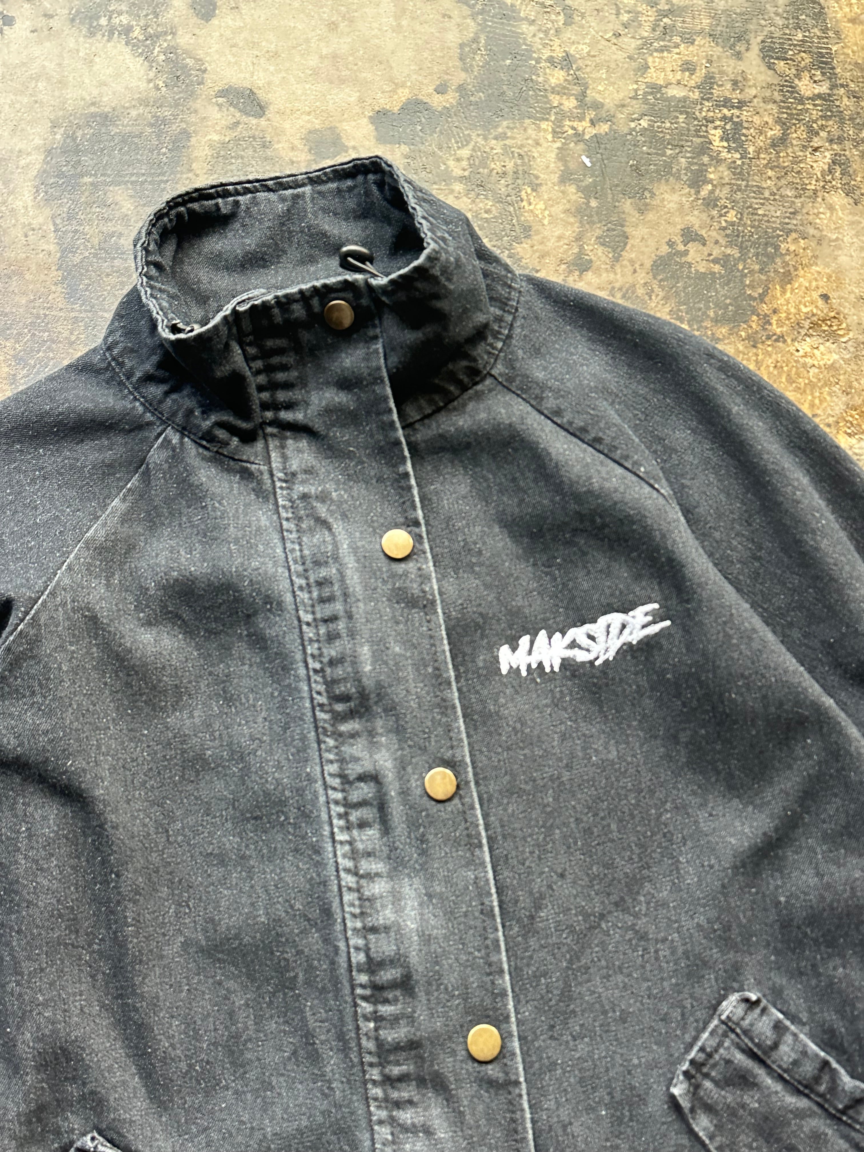 M - Makside Light Workwear Jacket – Faded Black Snap-Front