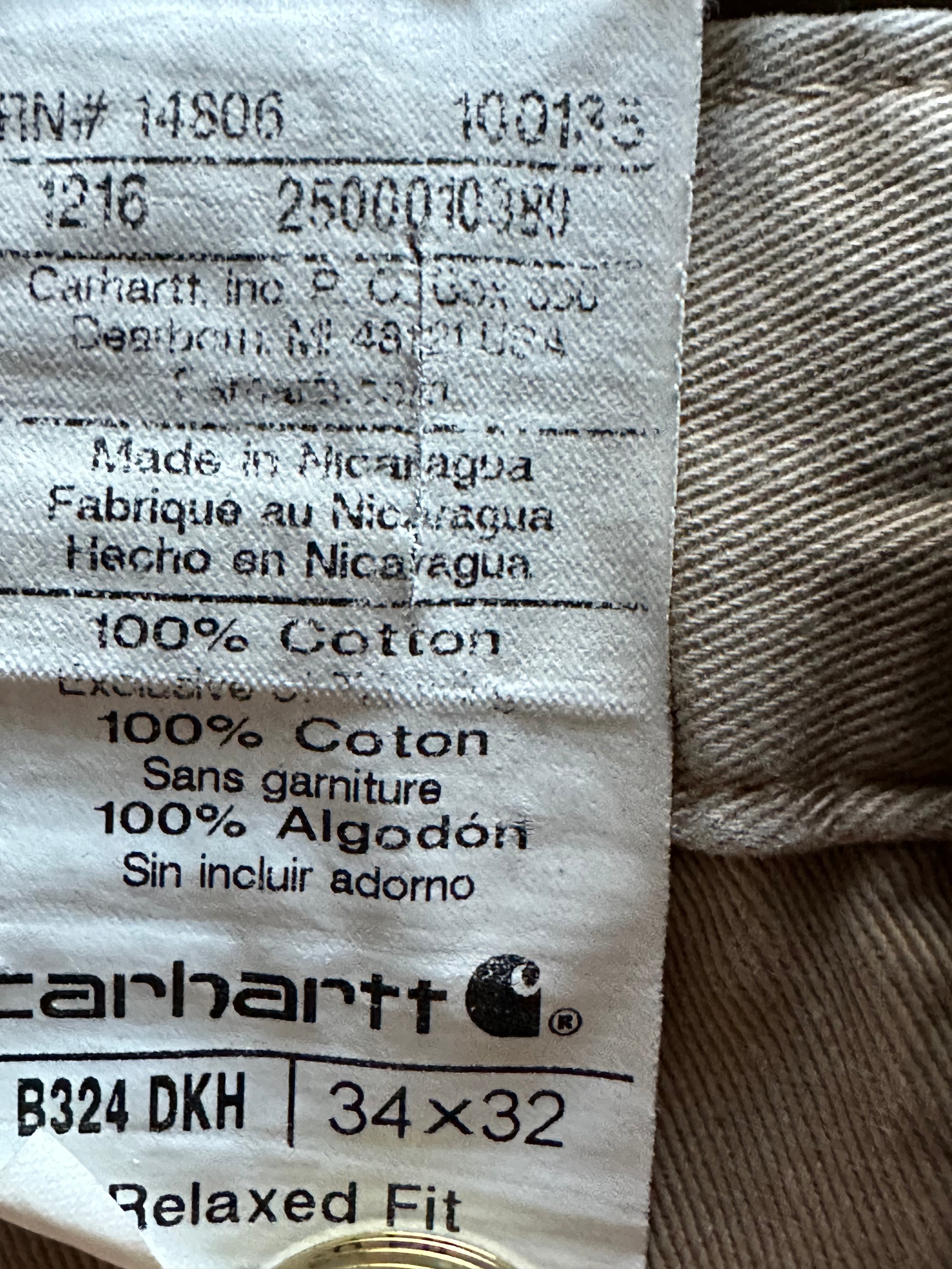 34x32 - Carhartt Tan Utility Pants