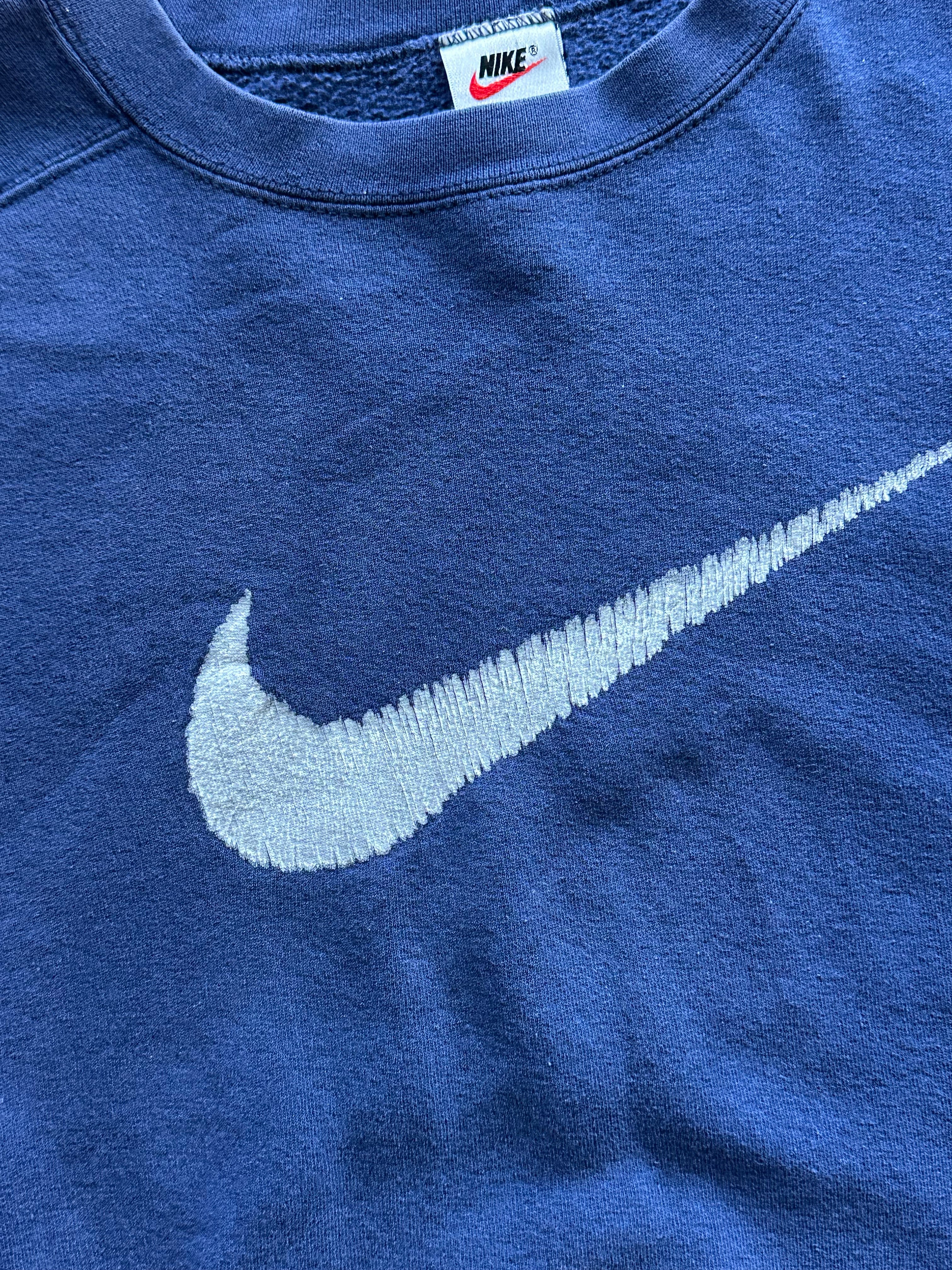 L - Vintage Nike Swoosh Crewneck Sweatshirt – Navy Blue
