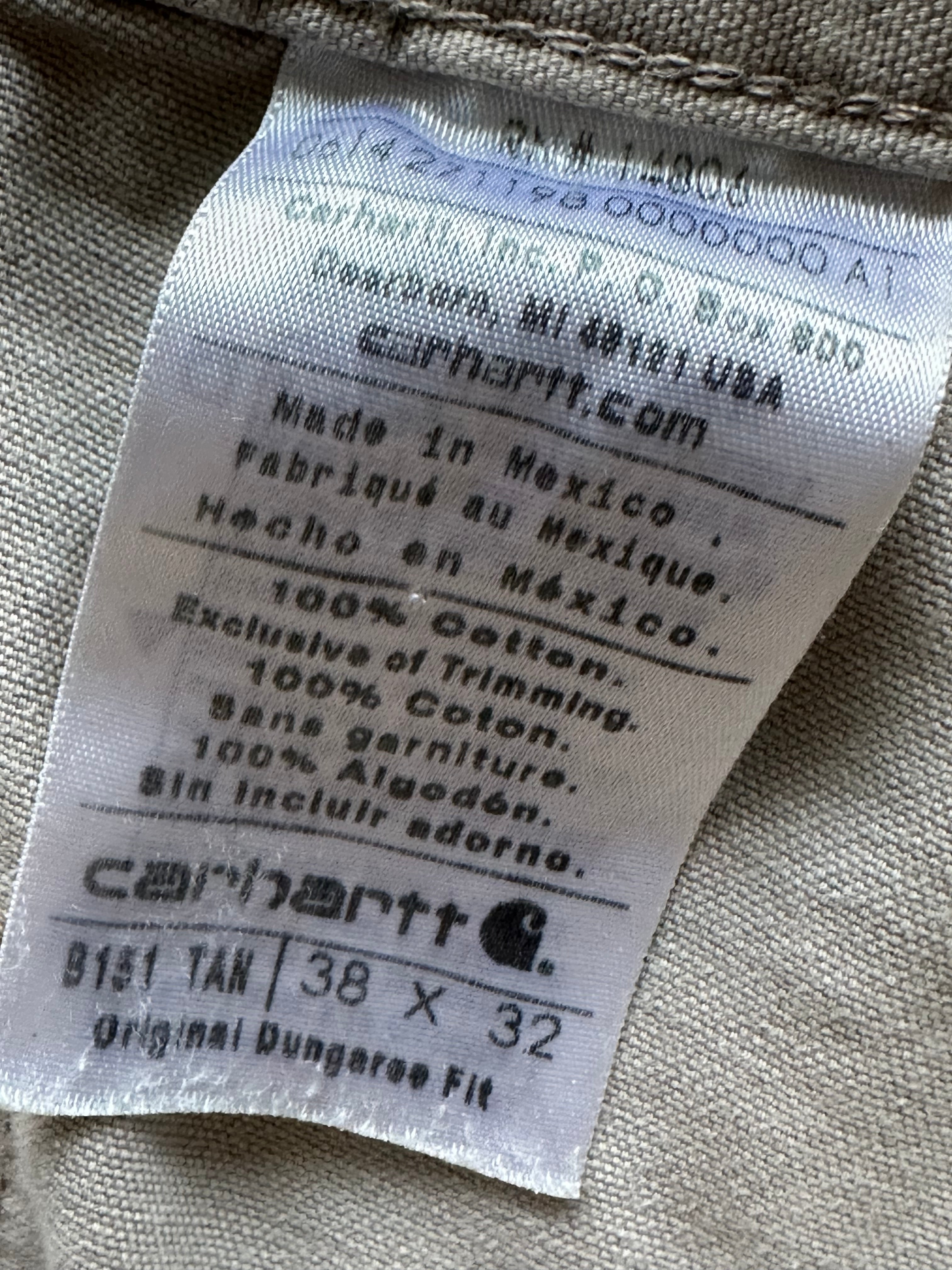 38x32 - Carhartt Tan Utility Work Pants Original Fit