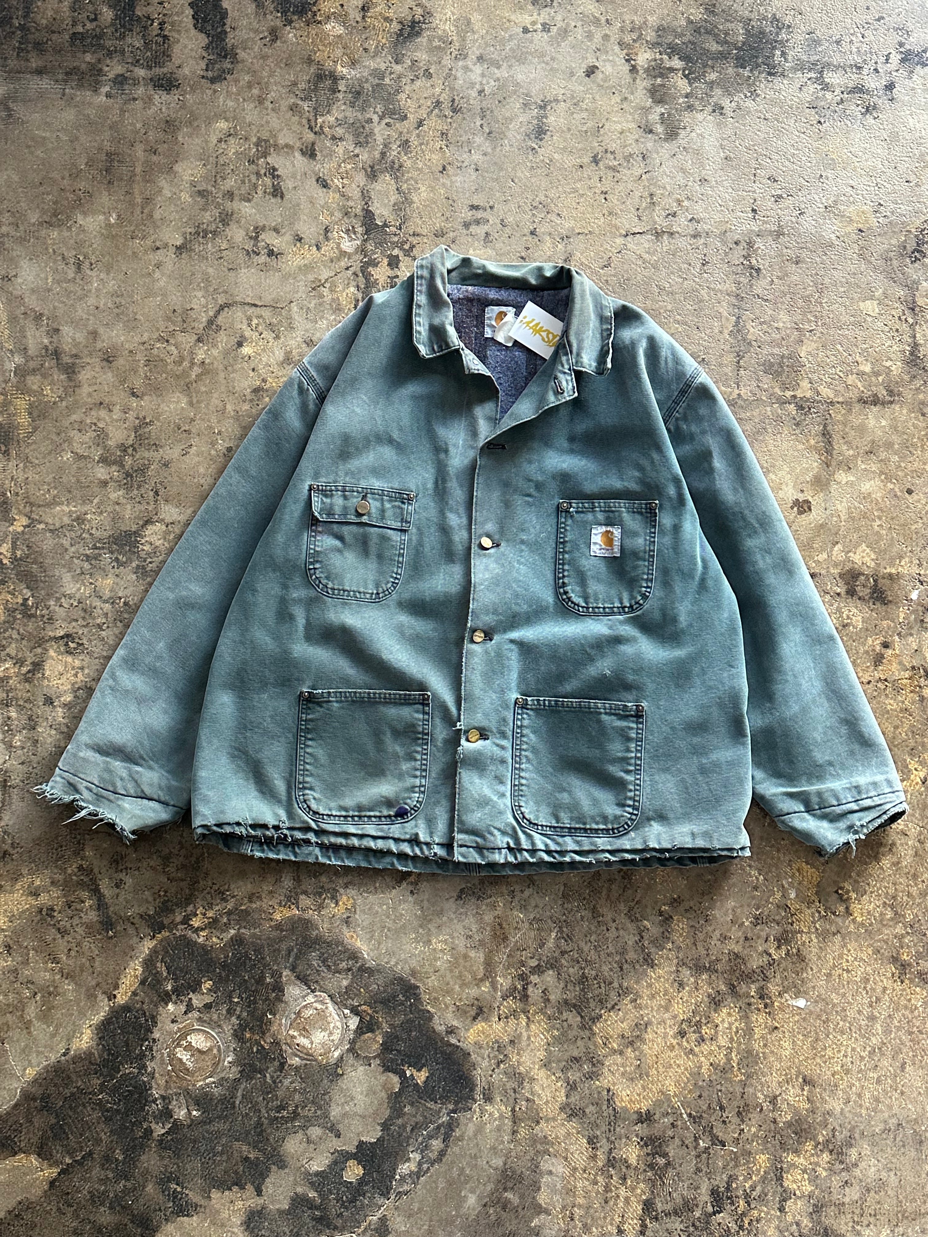 XXL - Vintage Carhartt Blanket-Lined Chore Jacket – Faded Green tint