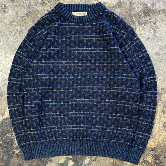 M - Munsingwear Blue Multi Color Knot Sweater